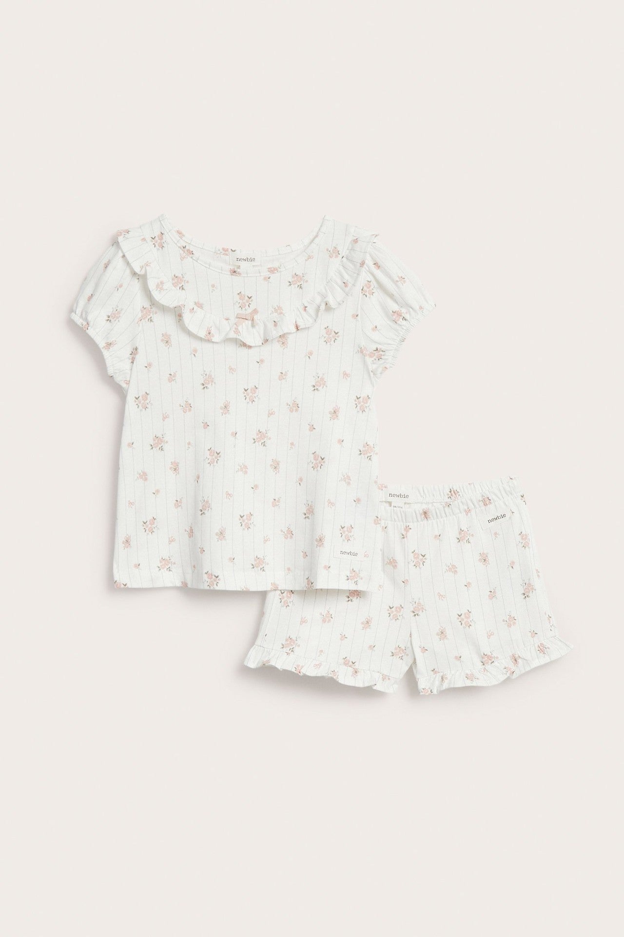 Kids floral pajama set with frill