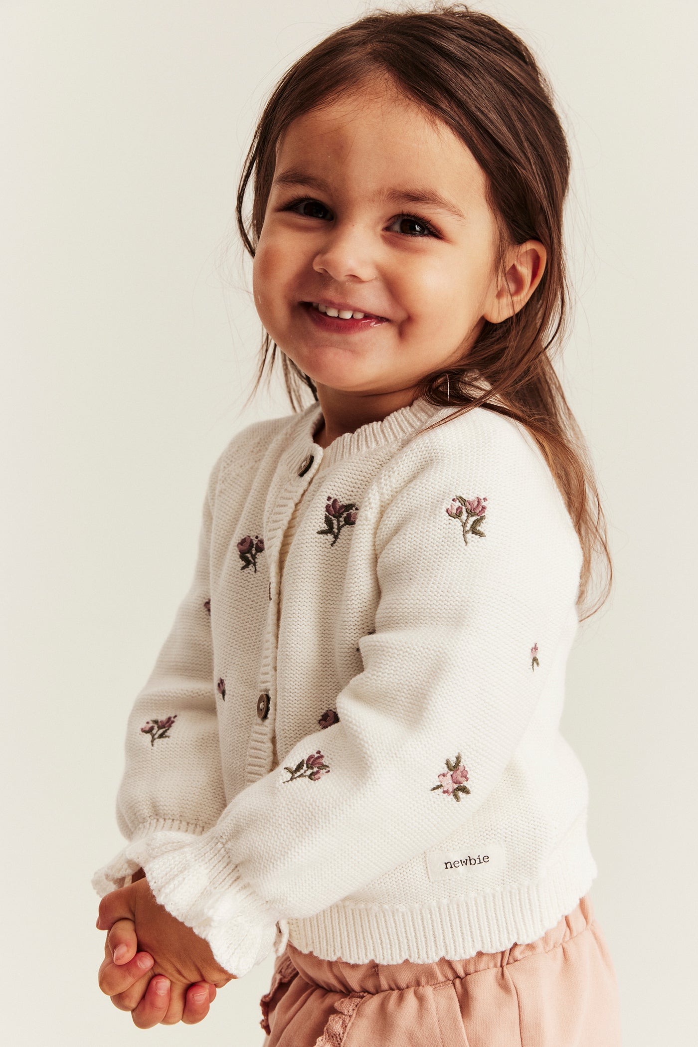 Baby white floral embroidery cardigan