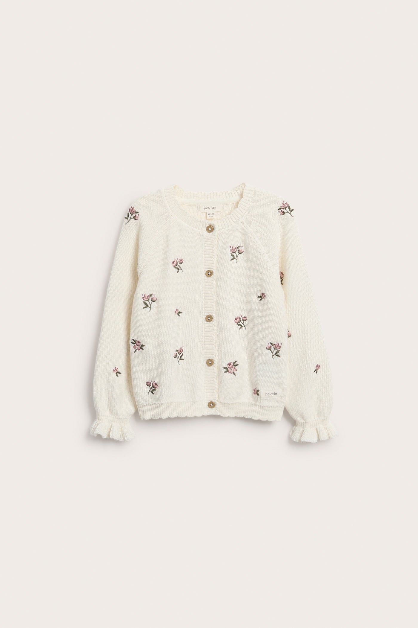 Kids white floral embroidery cardigan