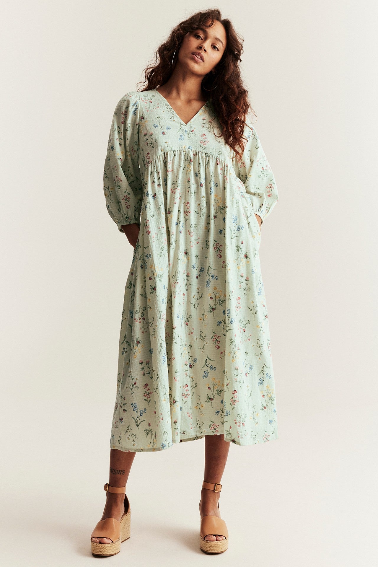 Women’s green floral cotton dress