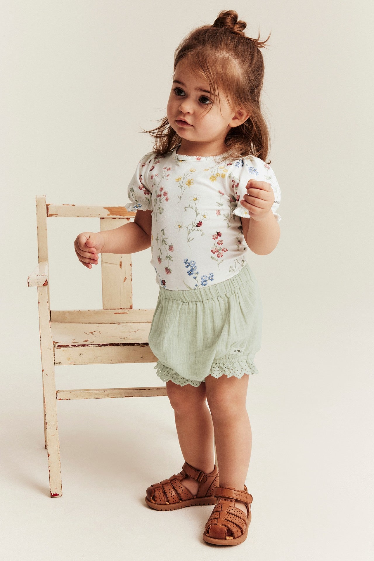 Baby floral body with puff sleeves