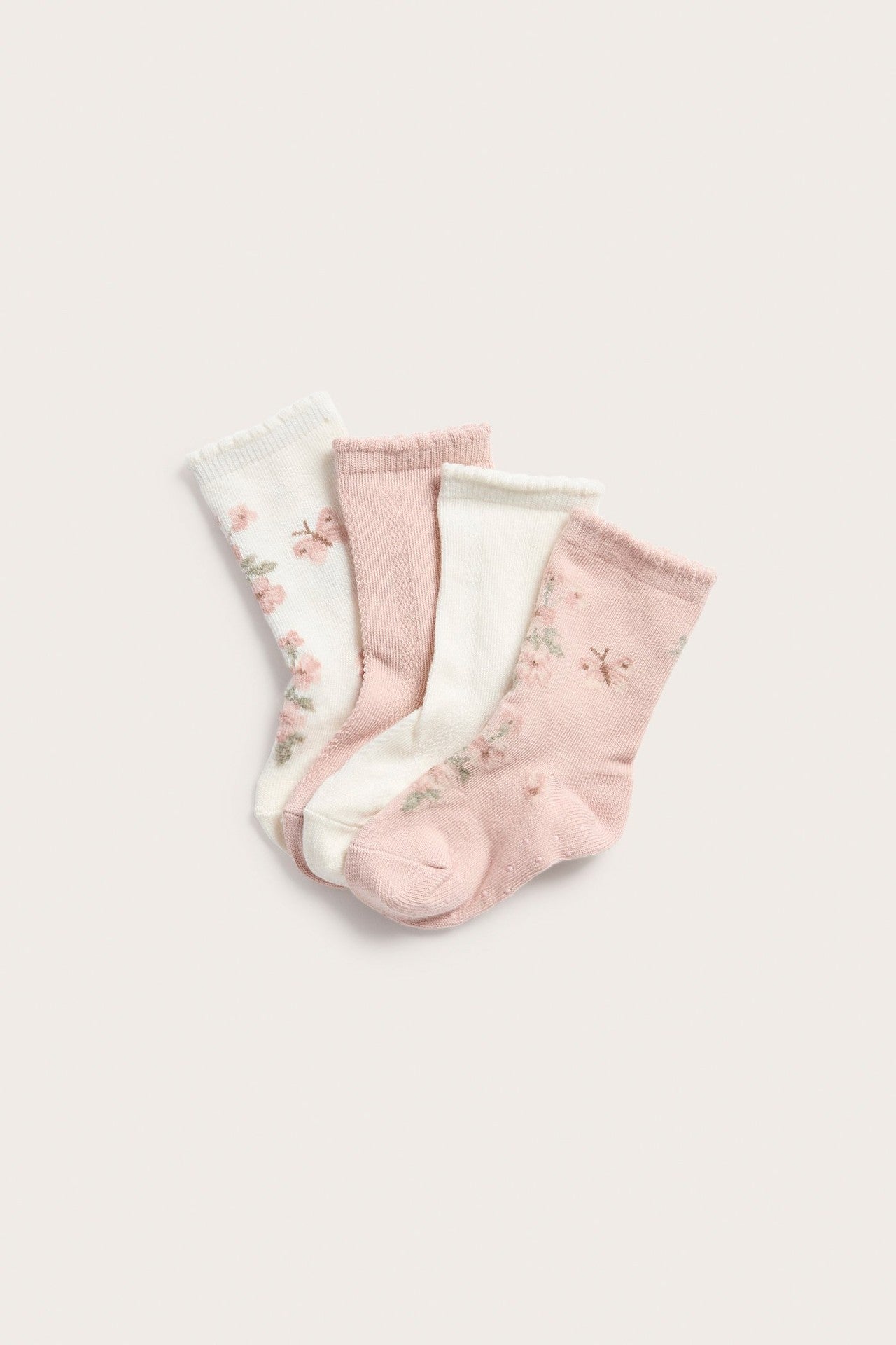 Baby pink patterned socks (4-pack)