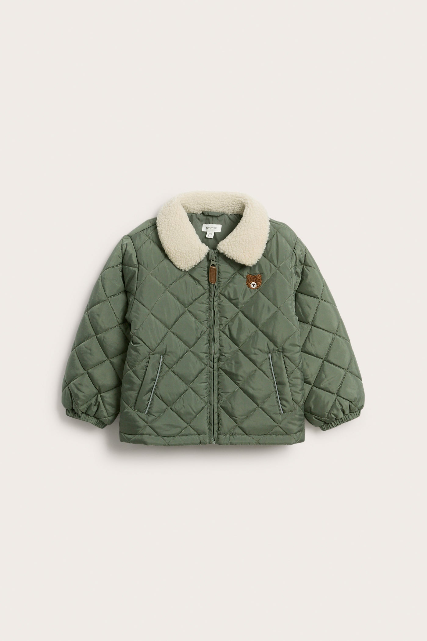 Baby & kids green quilted jacket with pile collar