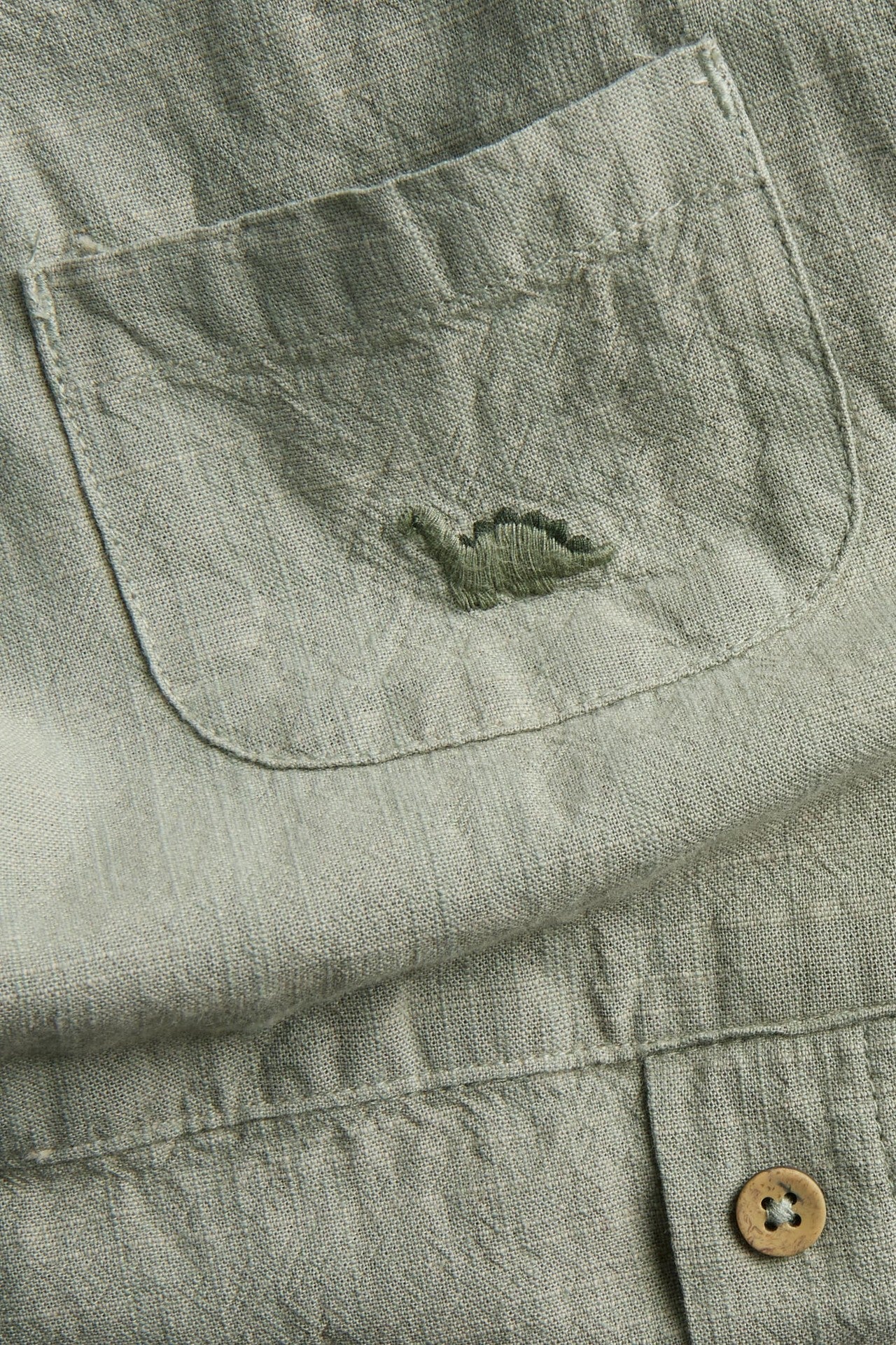 Baby green dinosaur dungarees