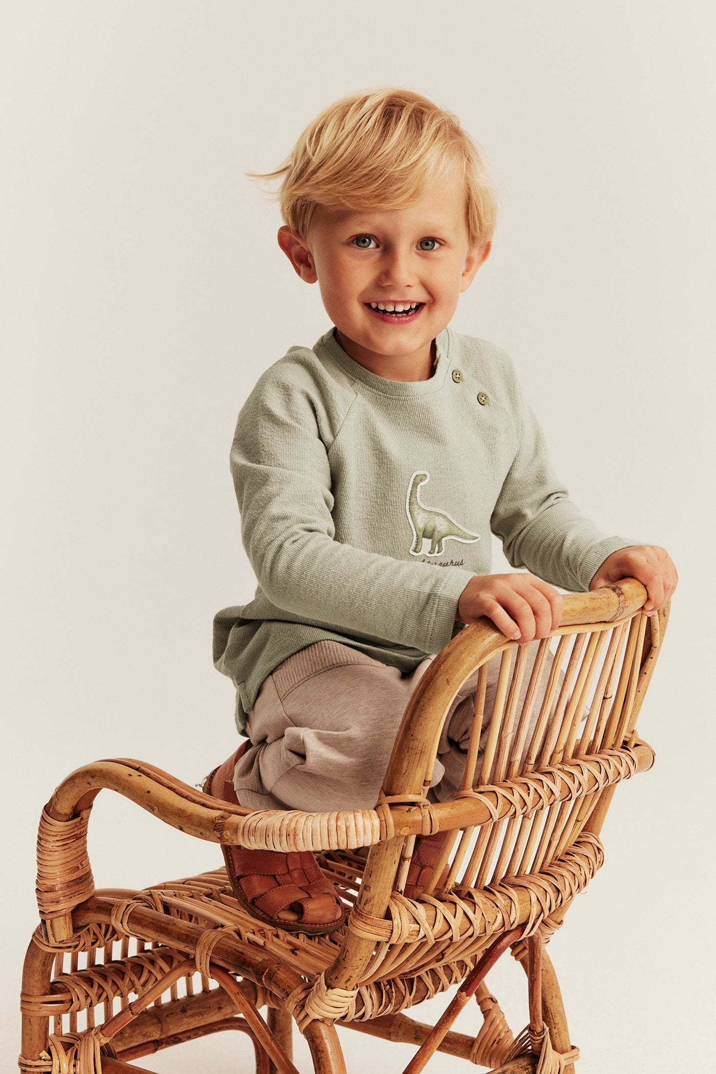 Kids green long sleeve dinosaur top