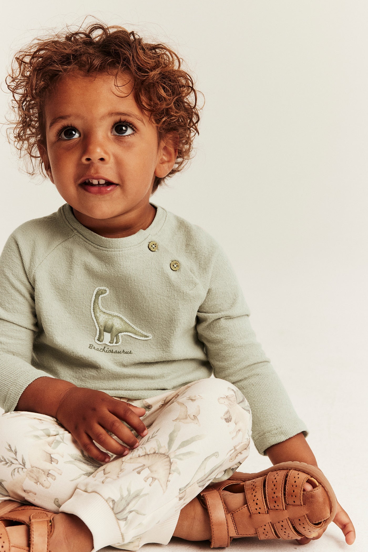 Baby green long sleeve dinosaur top