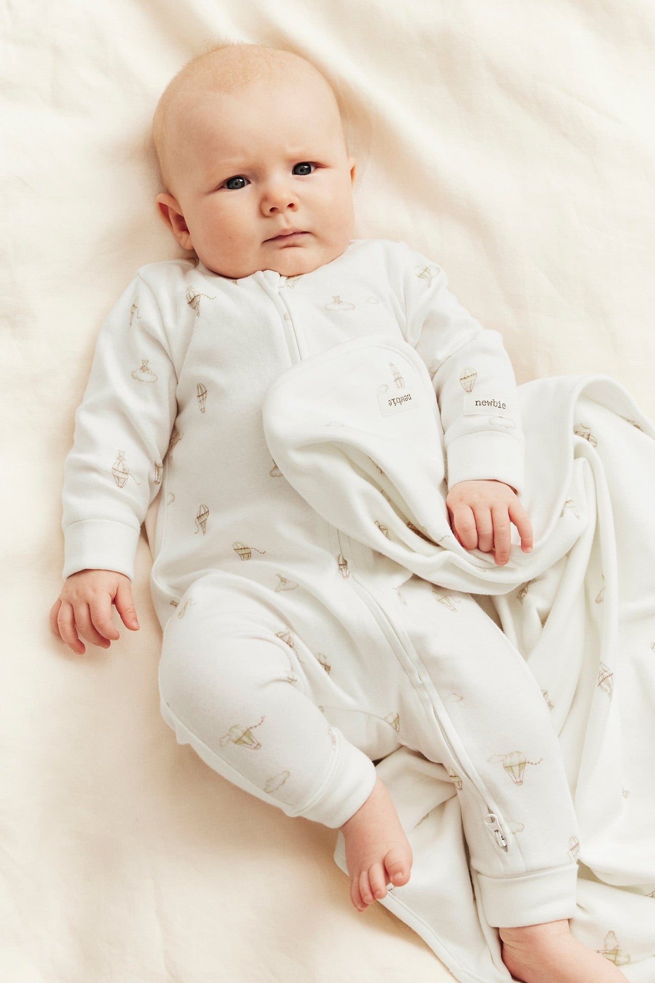 Baby white hot-air balloon pyjamas