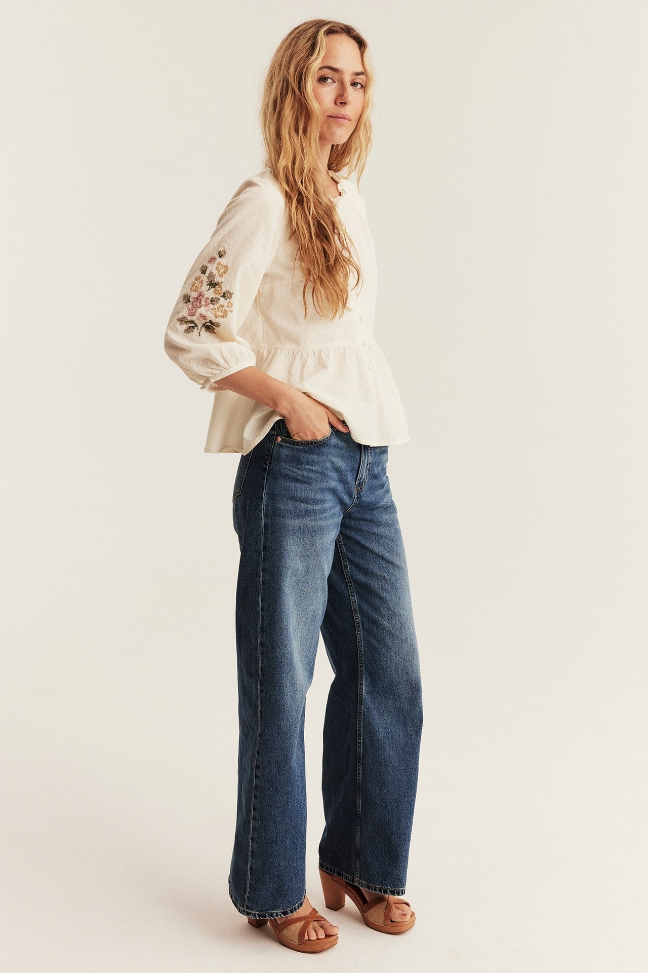 Women's embroidered peplum blouse