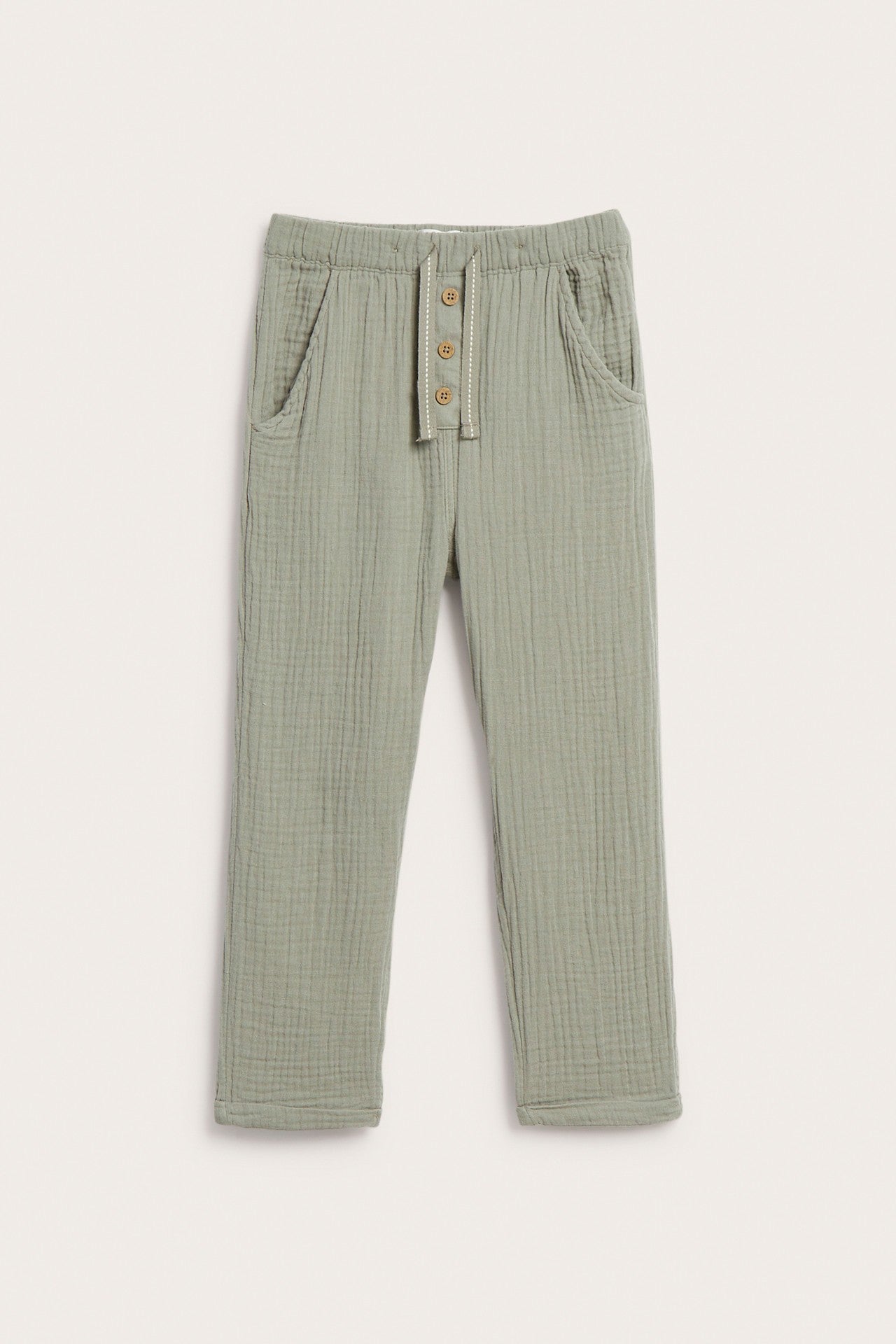Kids green muslin trousers