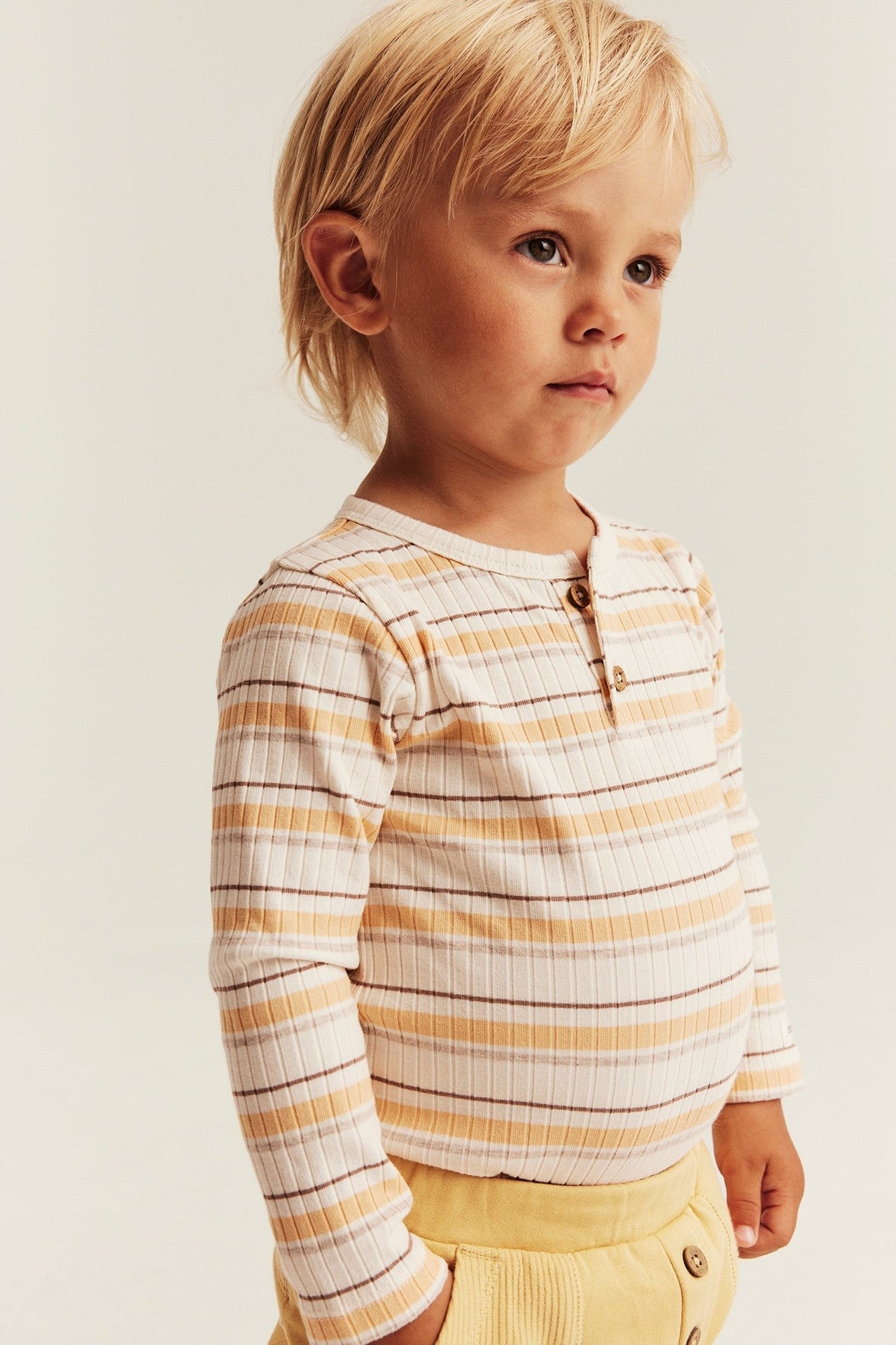 Baby yellow striped long sleeve bodysuit