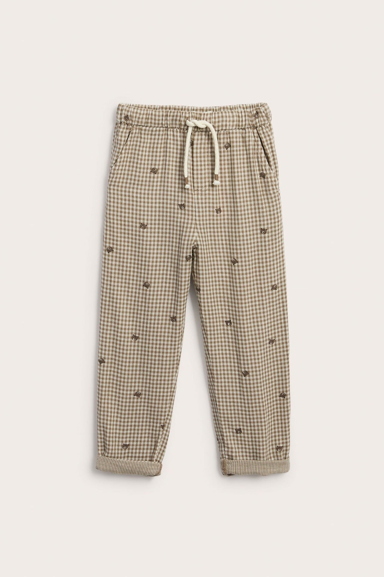 Kids checked trousers with drawstring