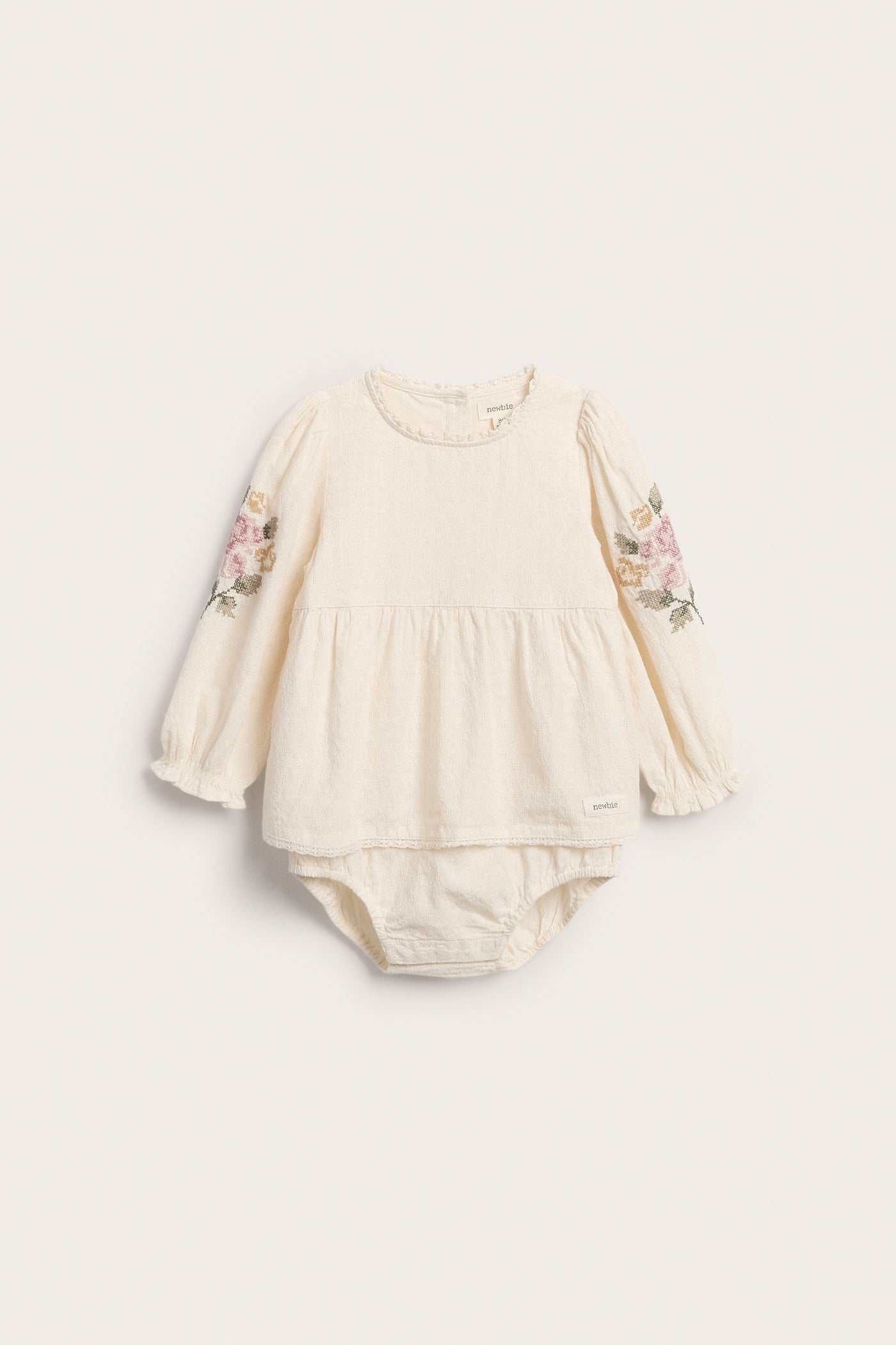 Baby bodysuit with floral embroidery