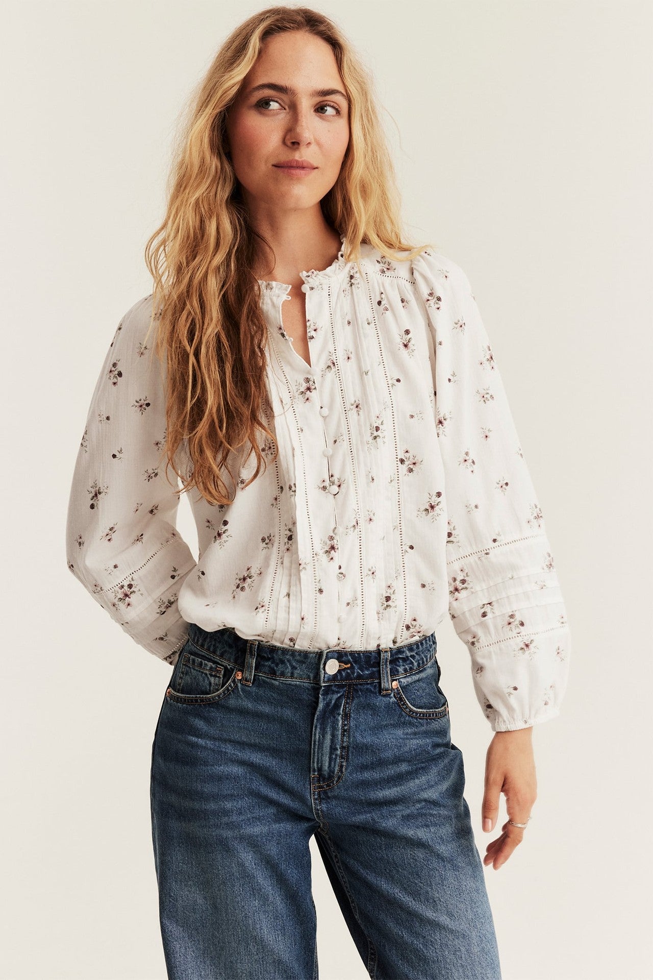 Women’s white floral blouse