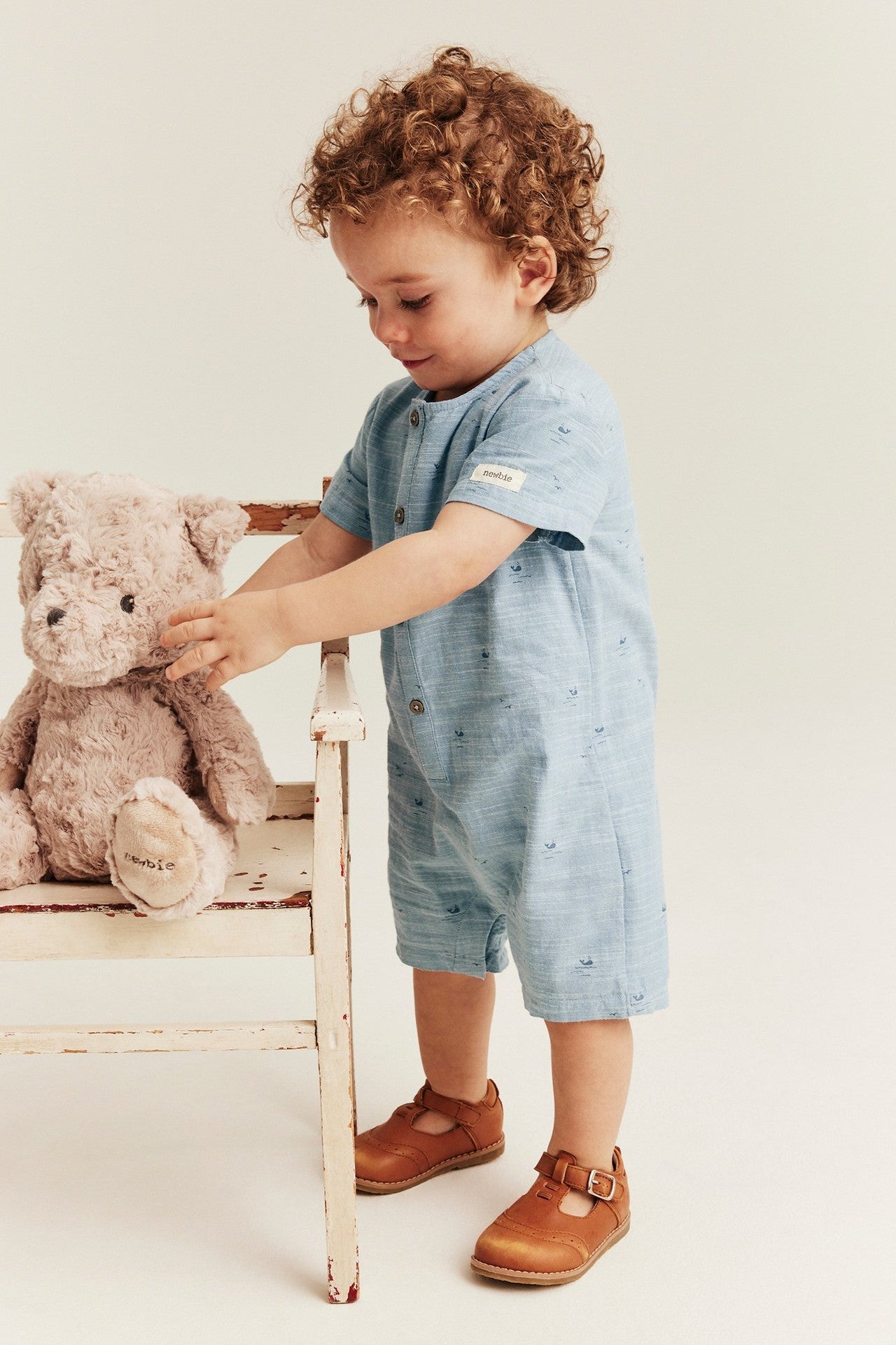 Baby blue whale theme romper