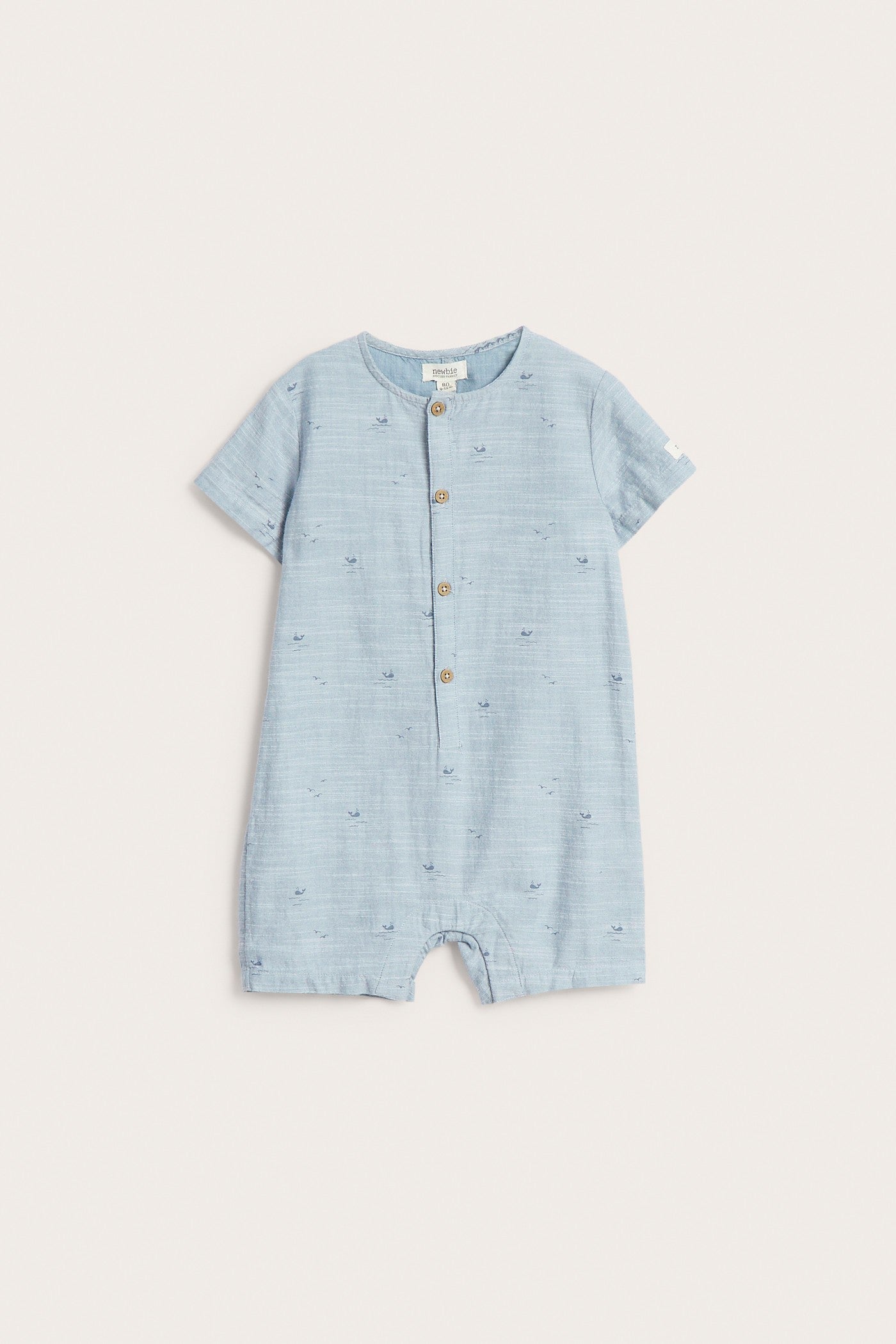 Baby blue whale theme romper