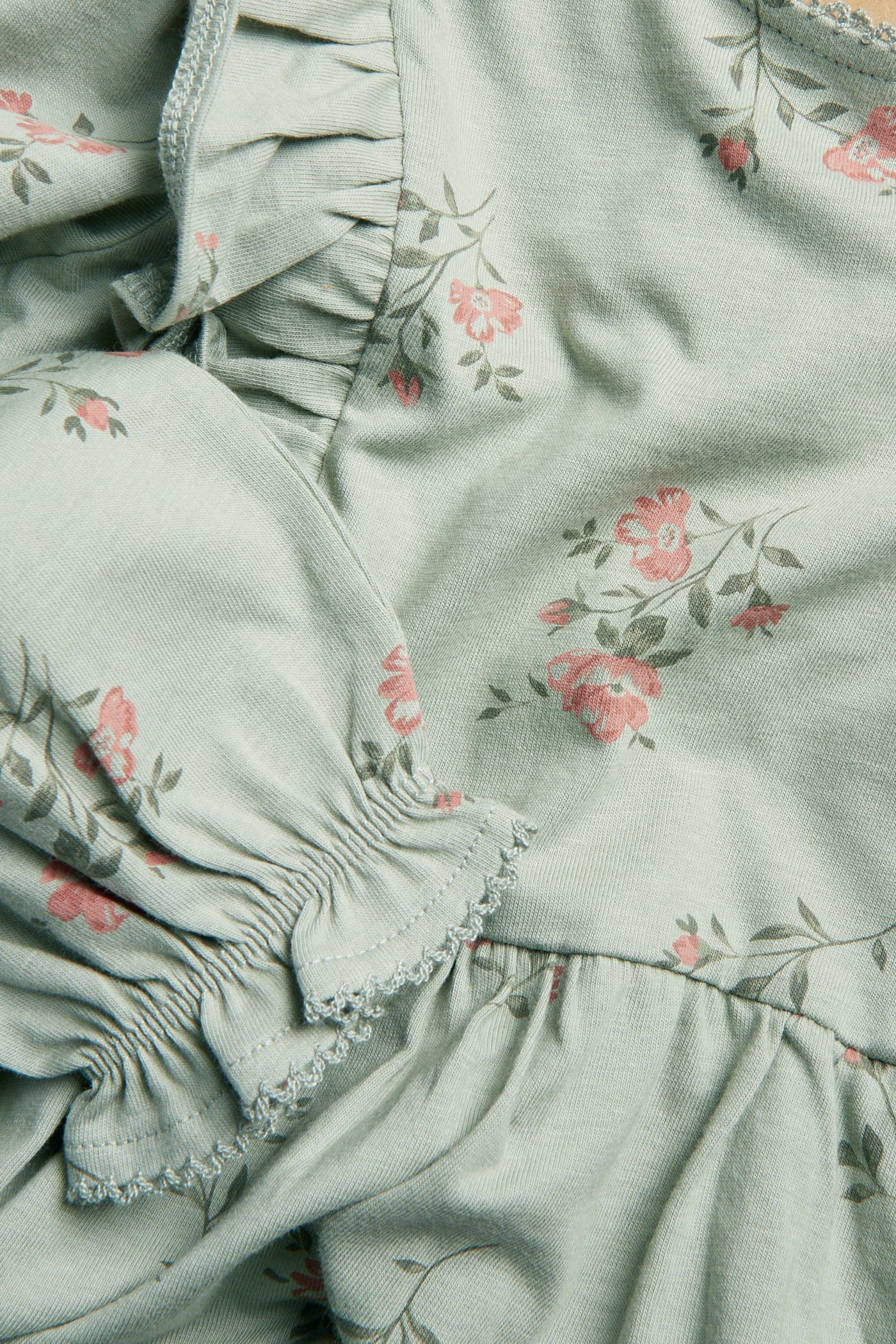 Kids green floral jersey dress