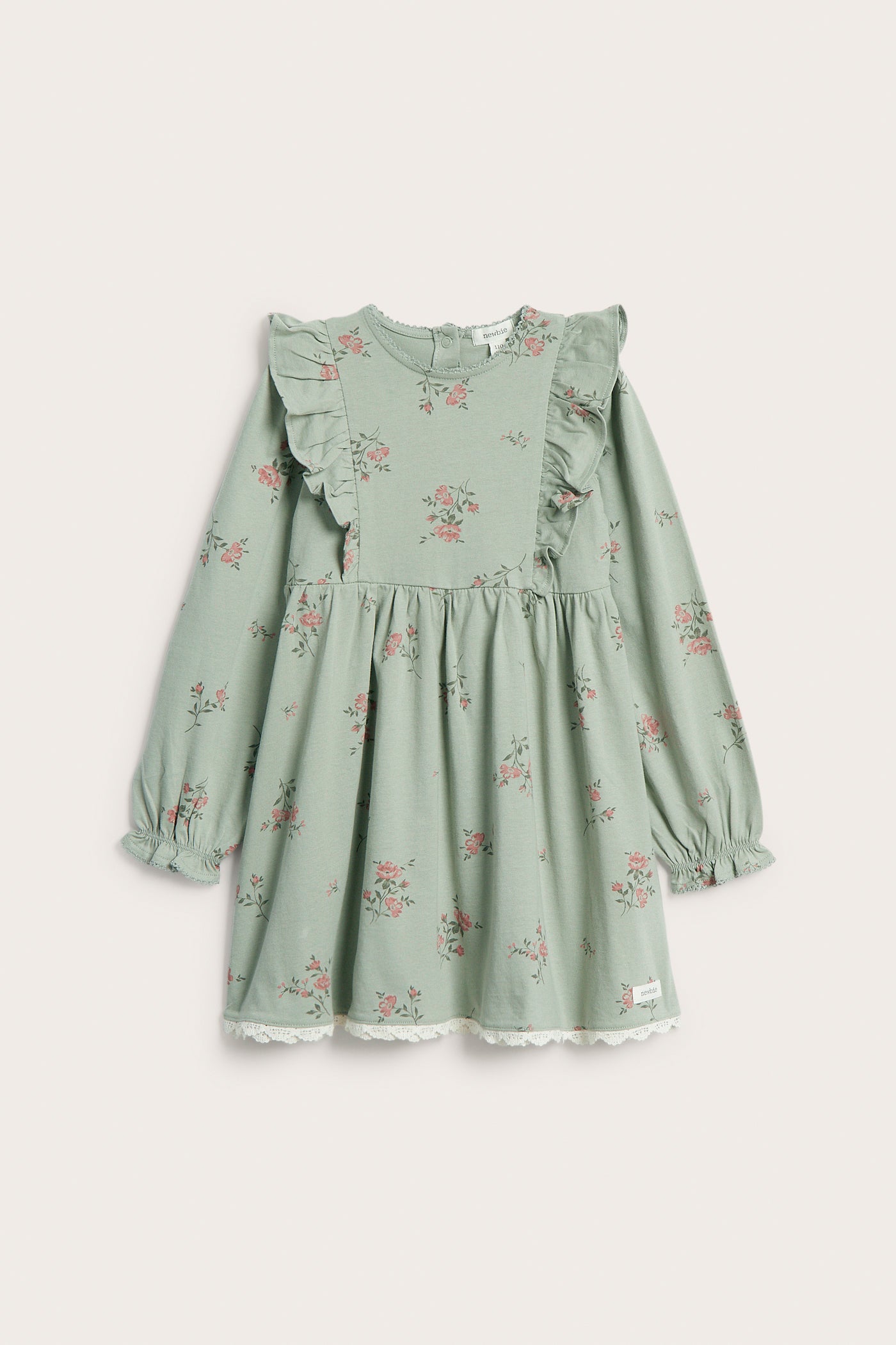Kids green floral jersey dress