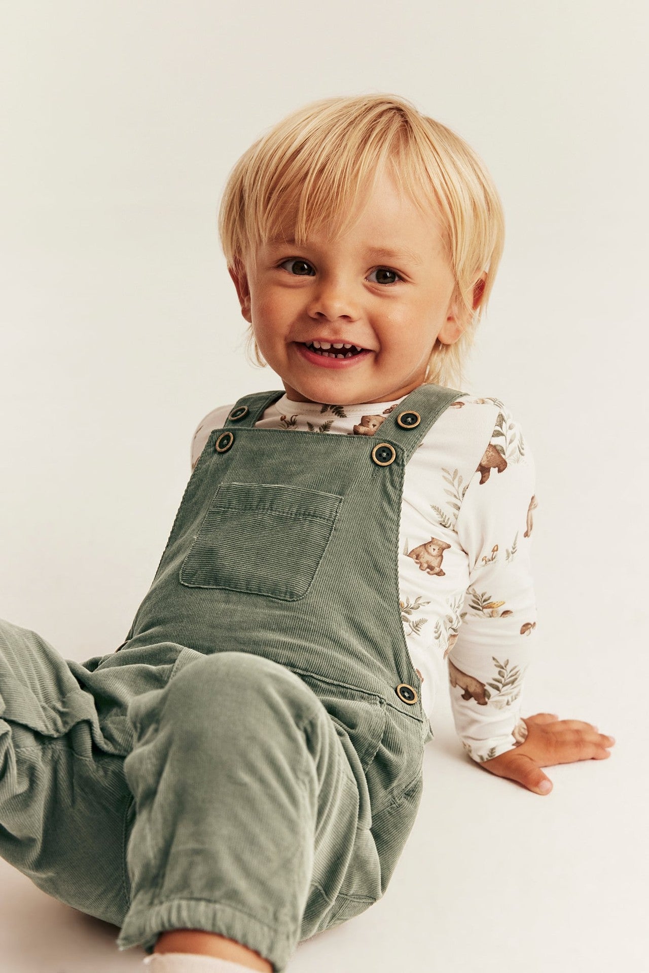 Baby green corduroy dungarees