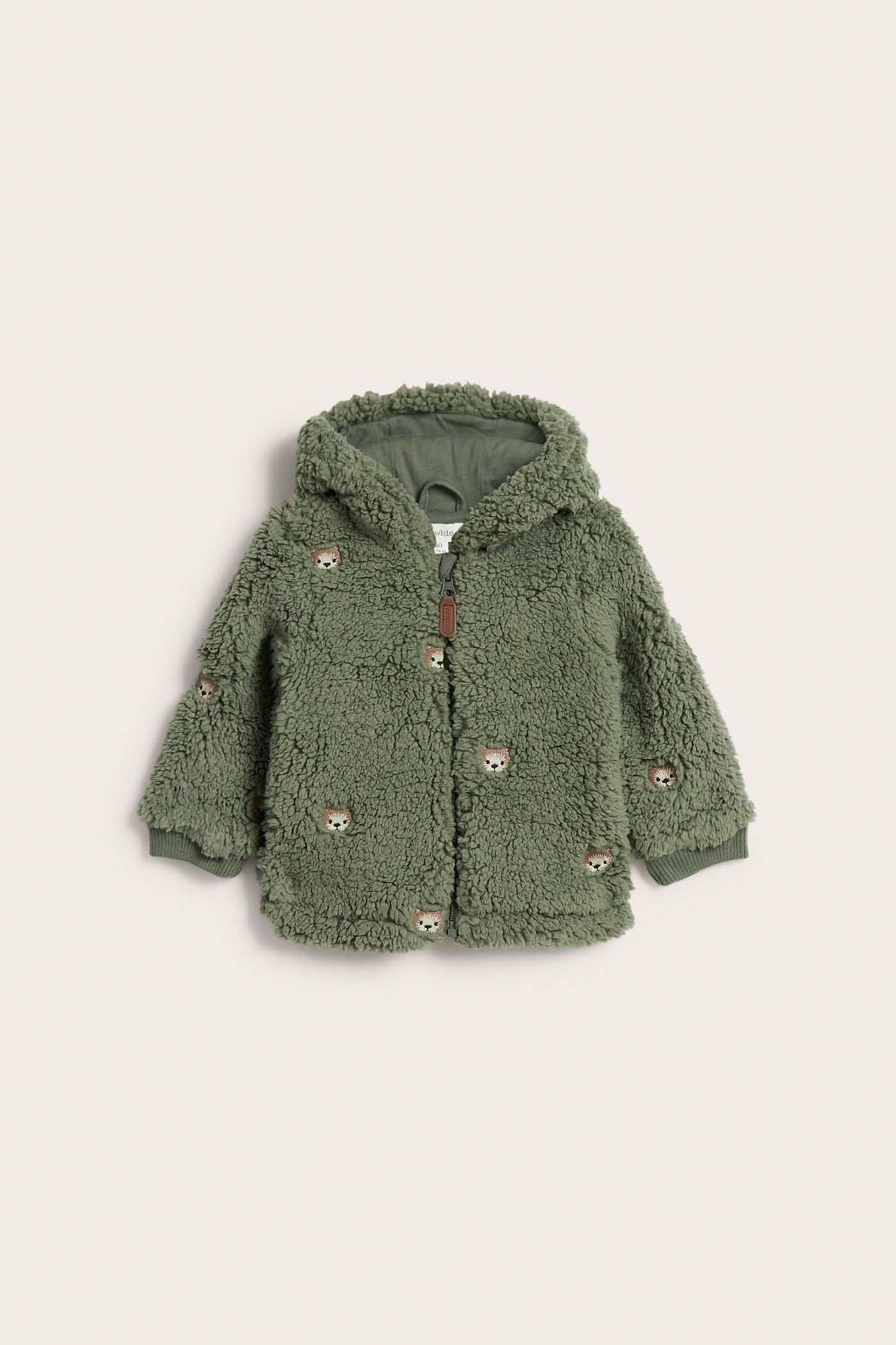 Baby pile jacket with teddy bears