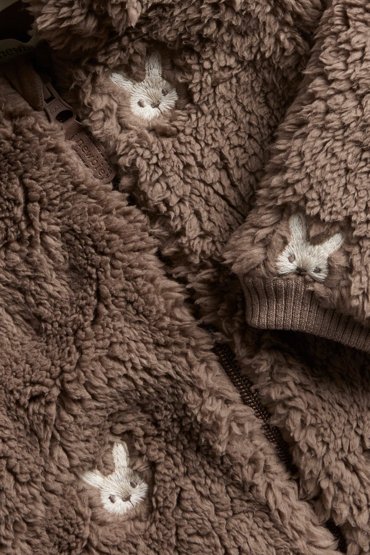Baby pile jacket with rabbits