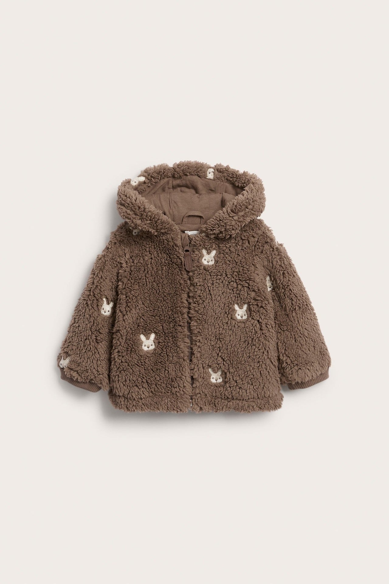 Baby pile jacket with rabbits