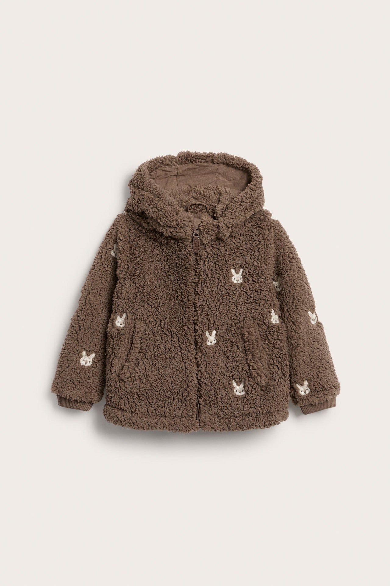 Kids pile jacket with rabbits