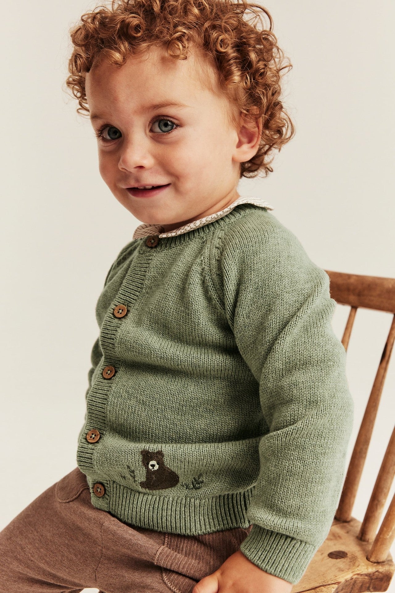Baby cardigan with embroidered bear