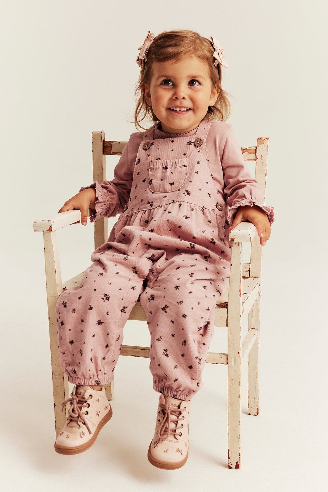 Baby pink floral dungarees
