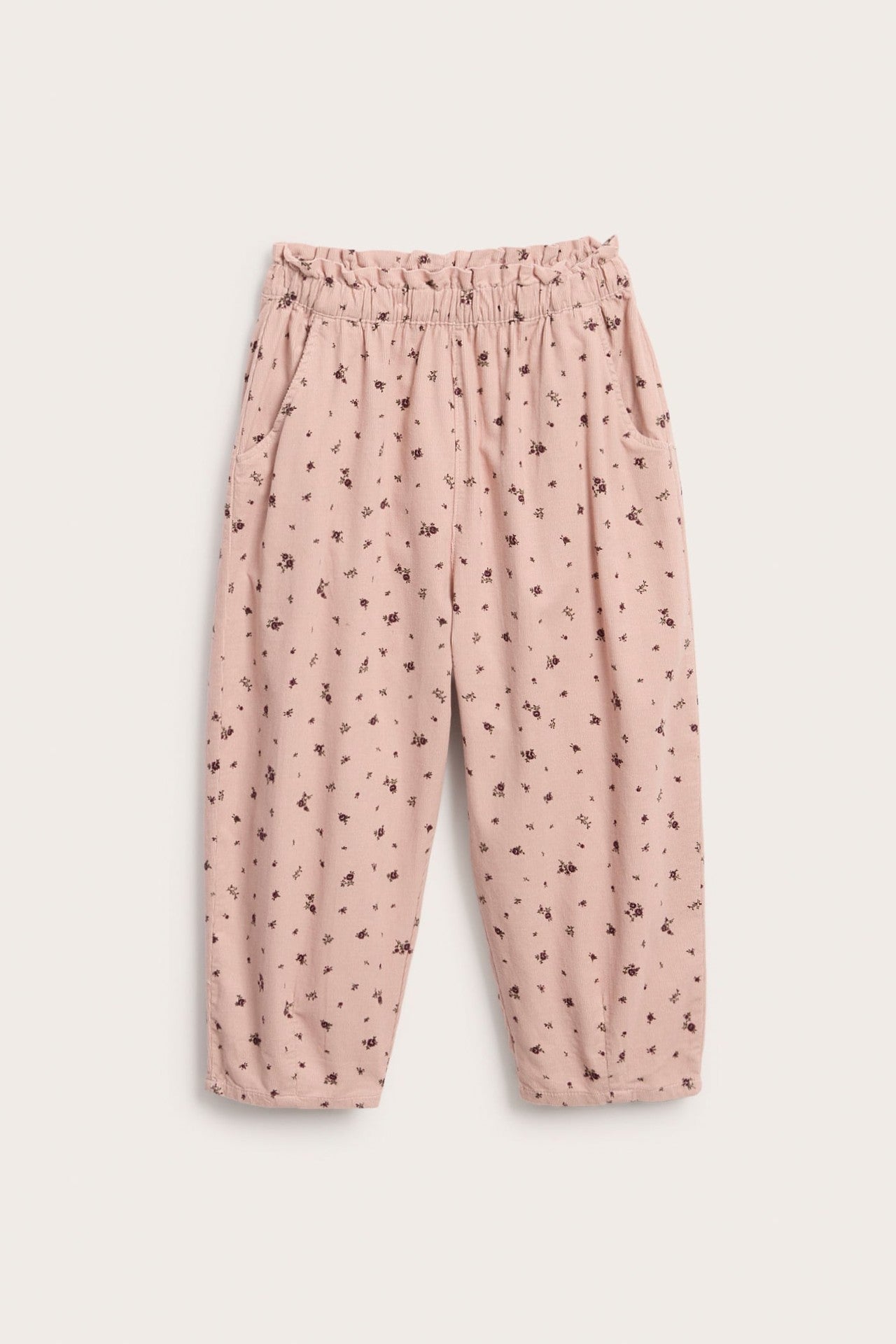 Kids pink floral corduroy trousers