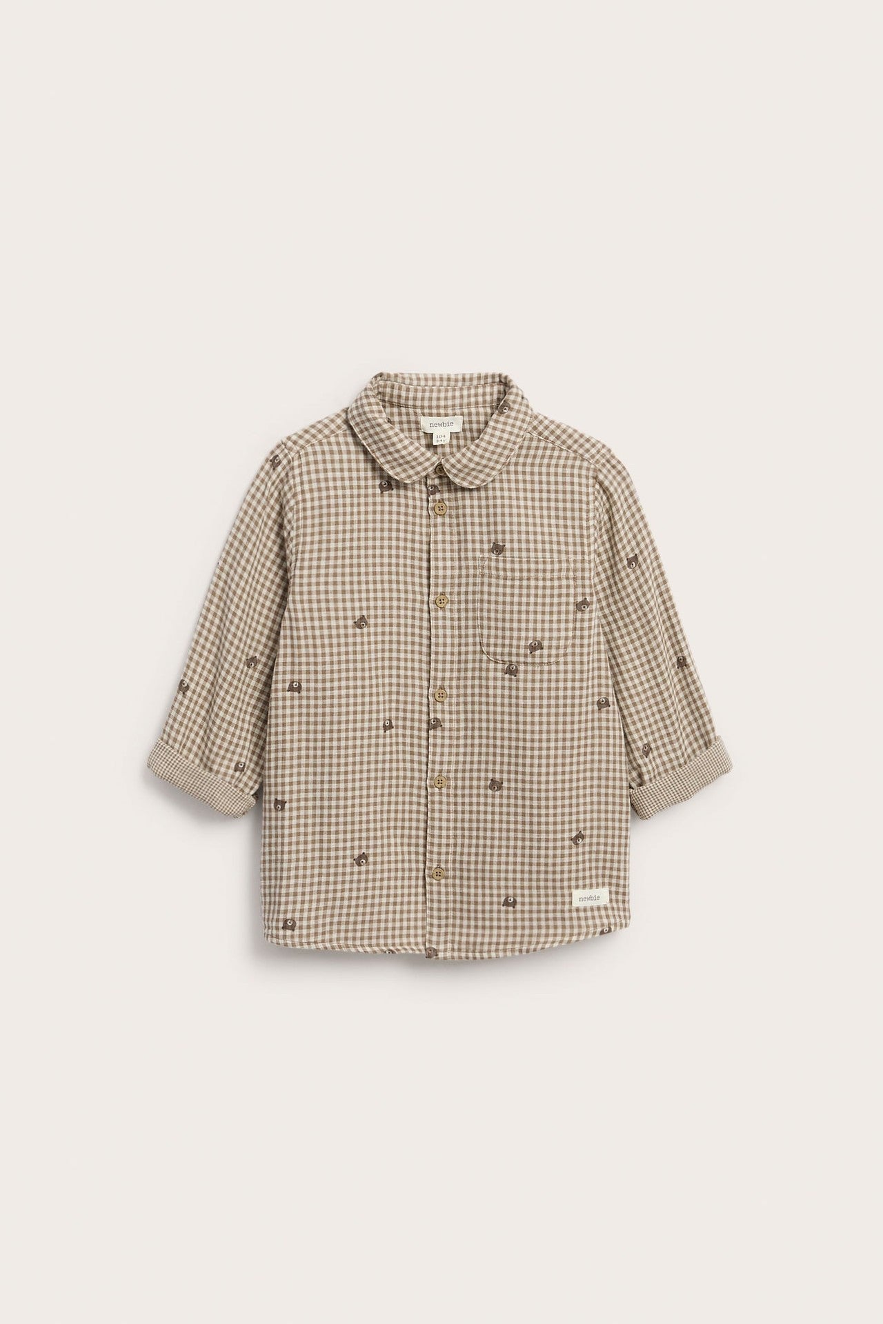 Kids checked shirt with teddy bear print
