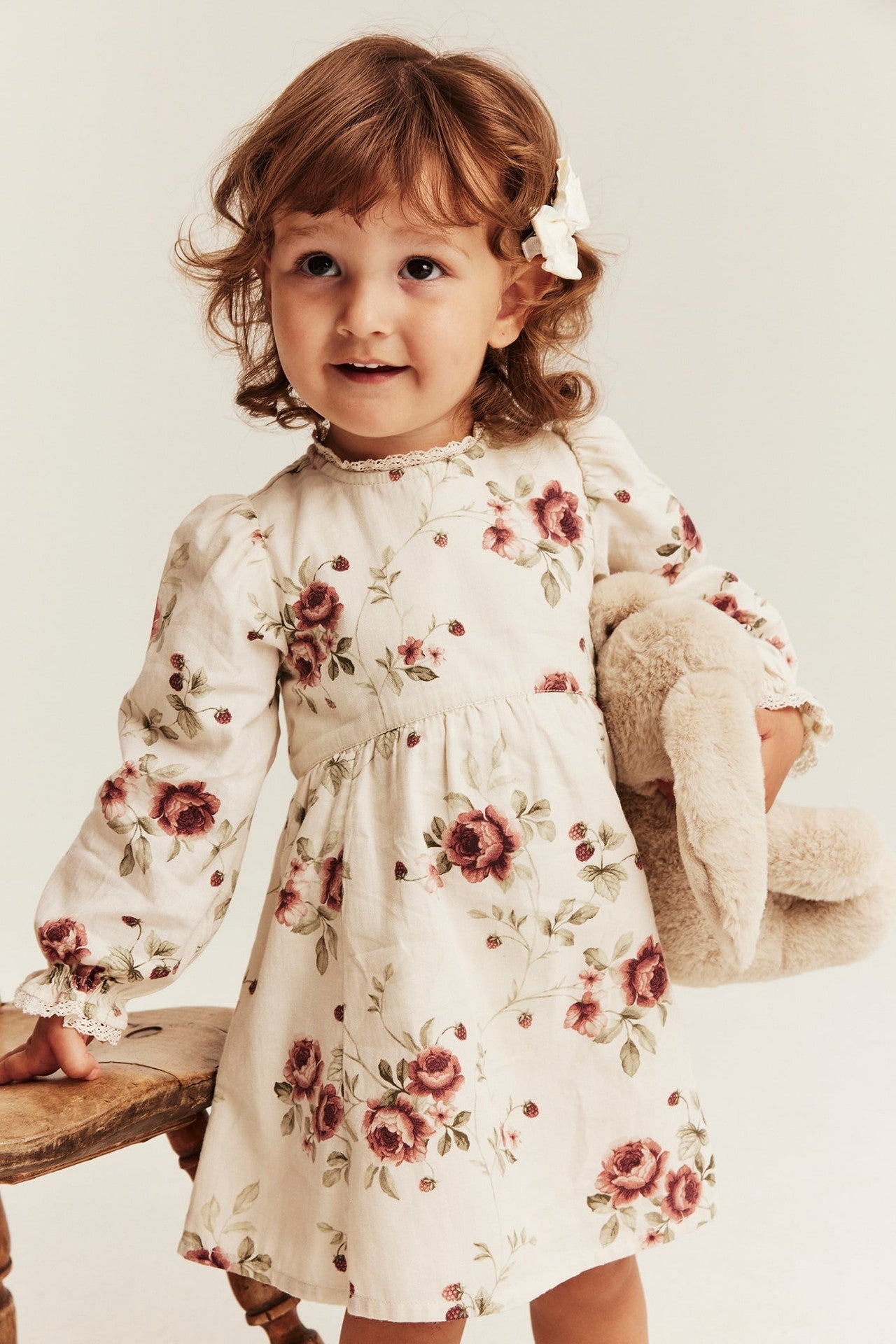 Baby floral dress with lace collar