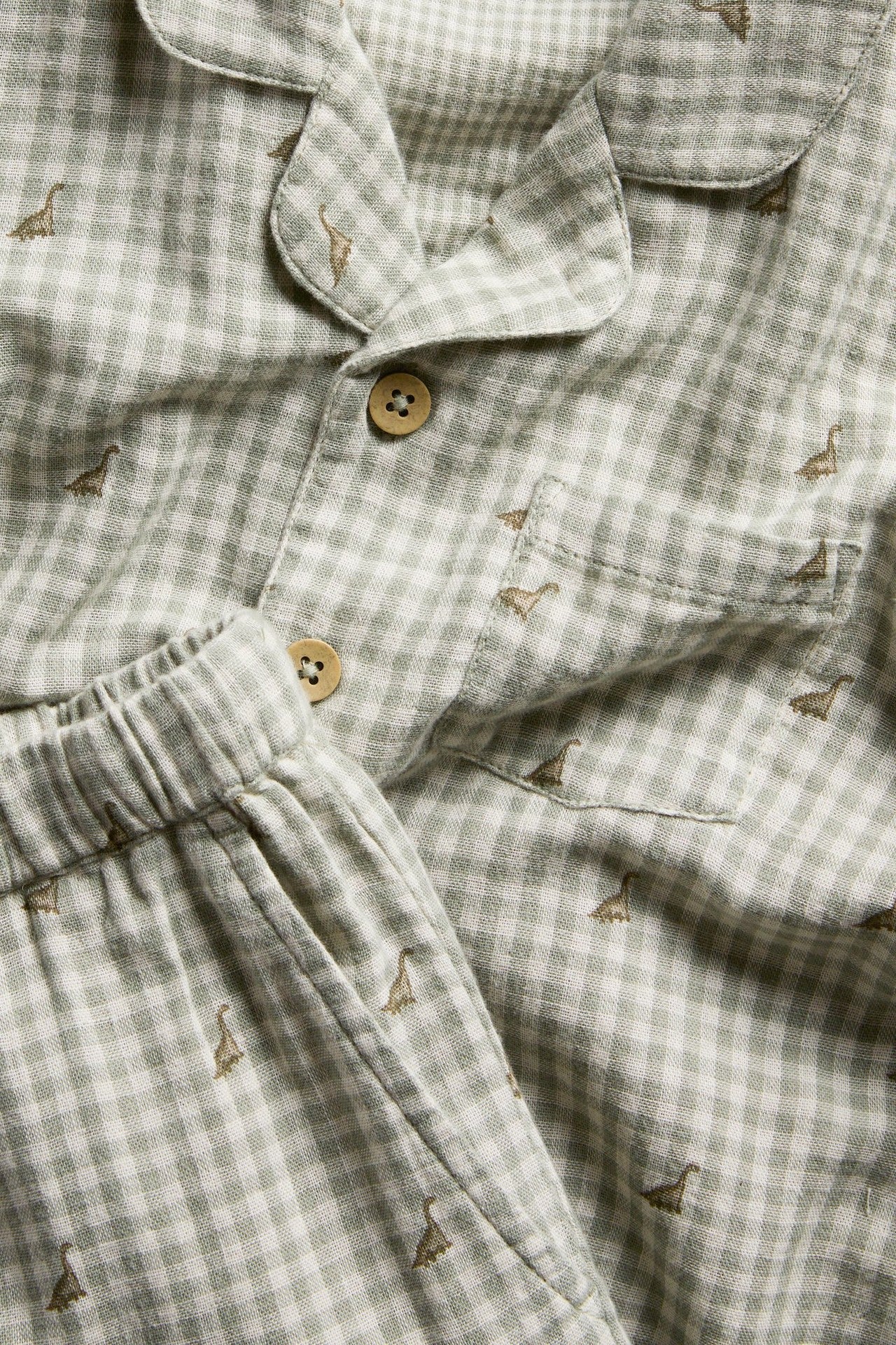 Kids checked pyjama with dinosaurs