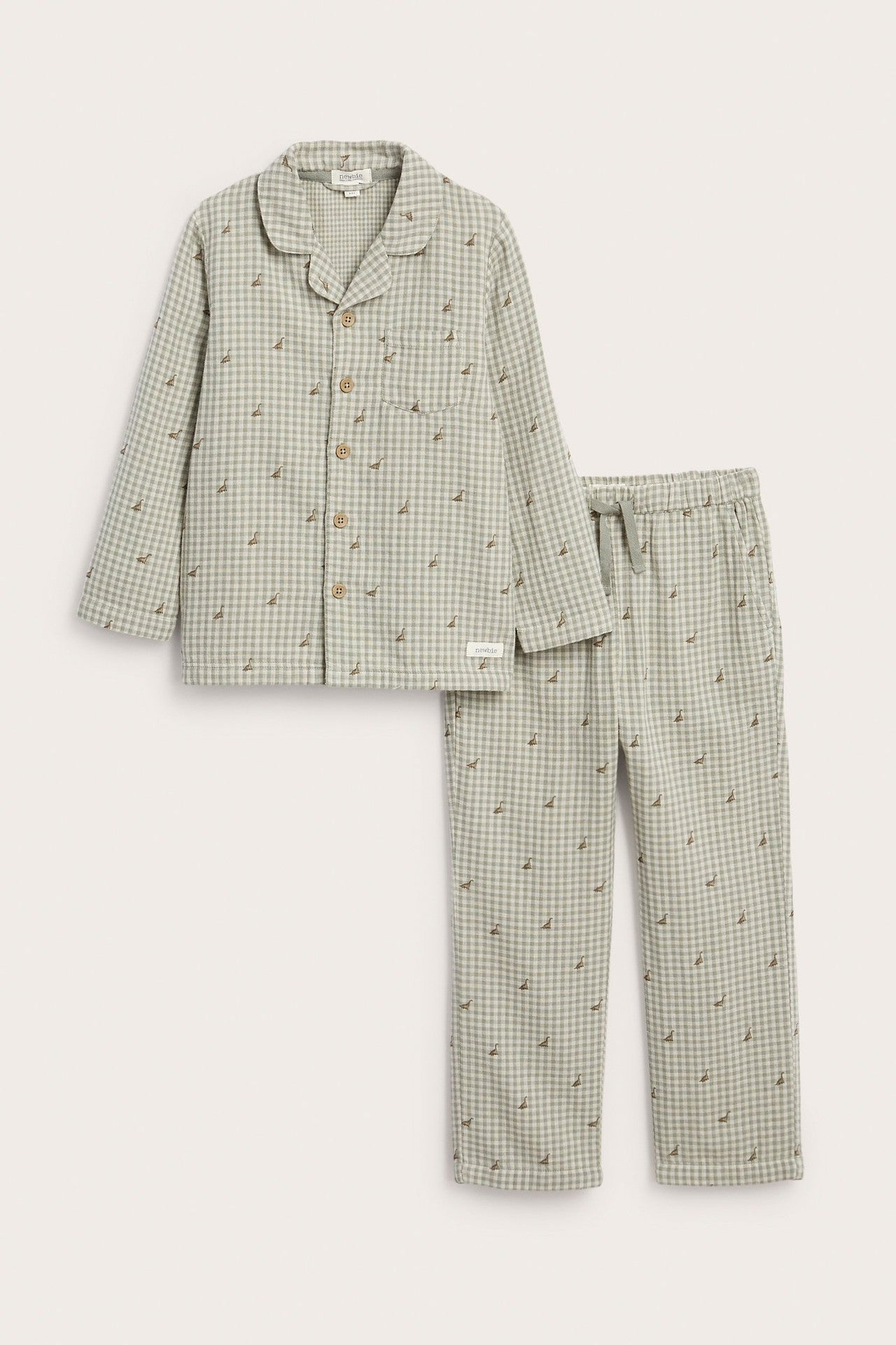 Kids checked pyjama with dinosaurs