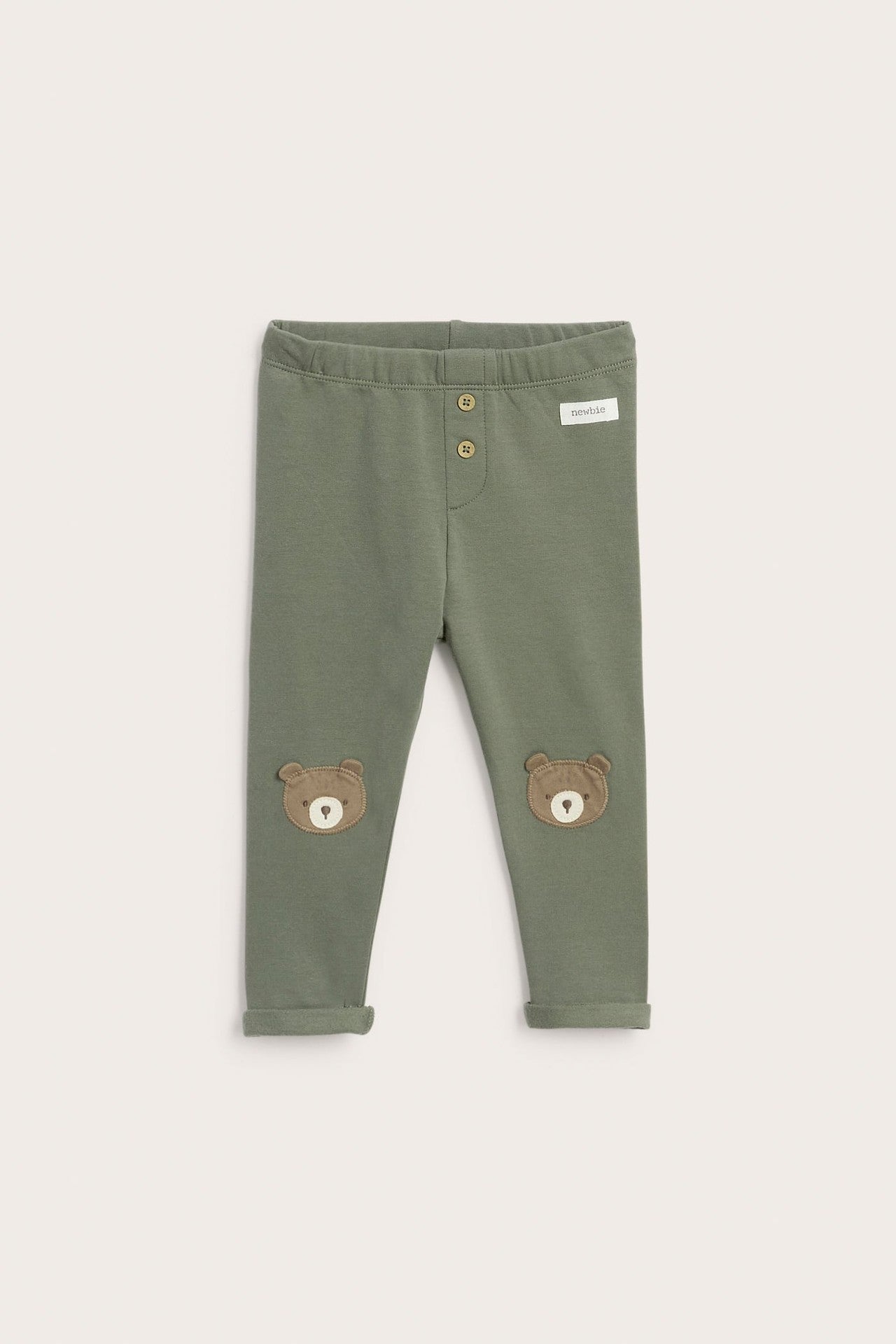 Baby green leggings with bear