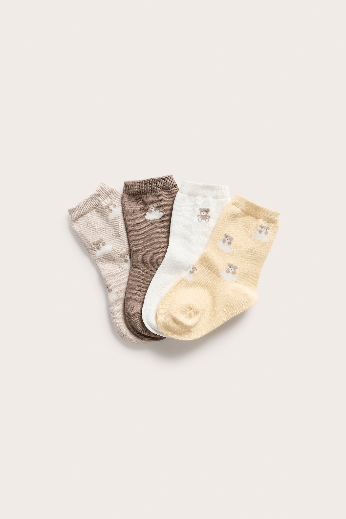 Baby teddy bear motif socks (4-pack)