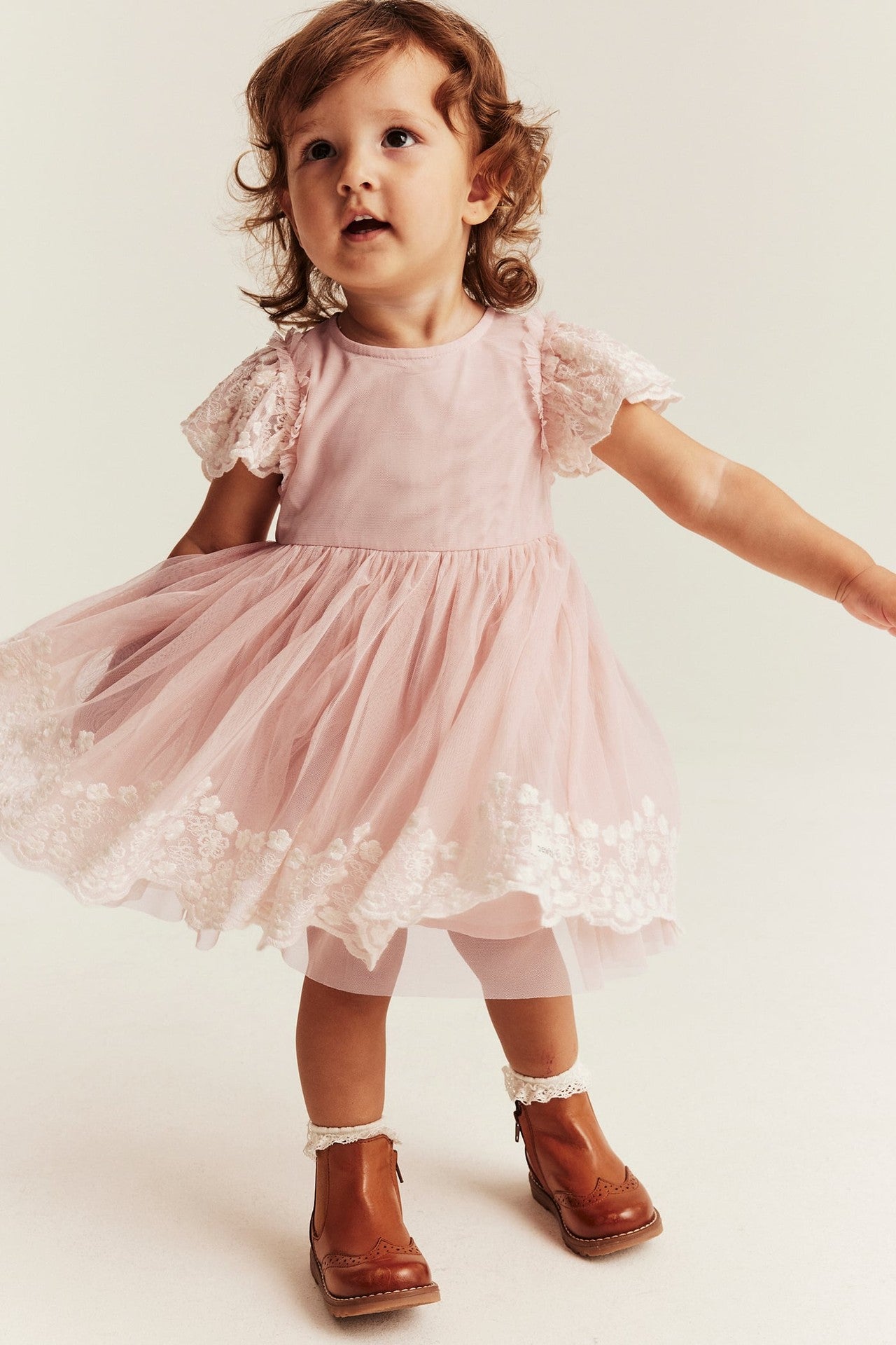 Baby mesh dress with embroidery