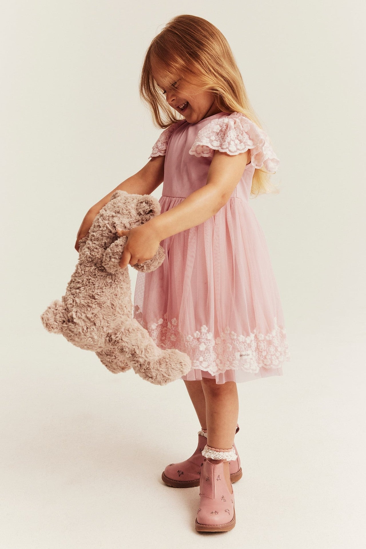 Kids mesh dress with embroidery