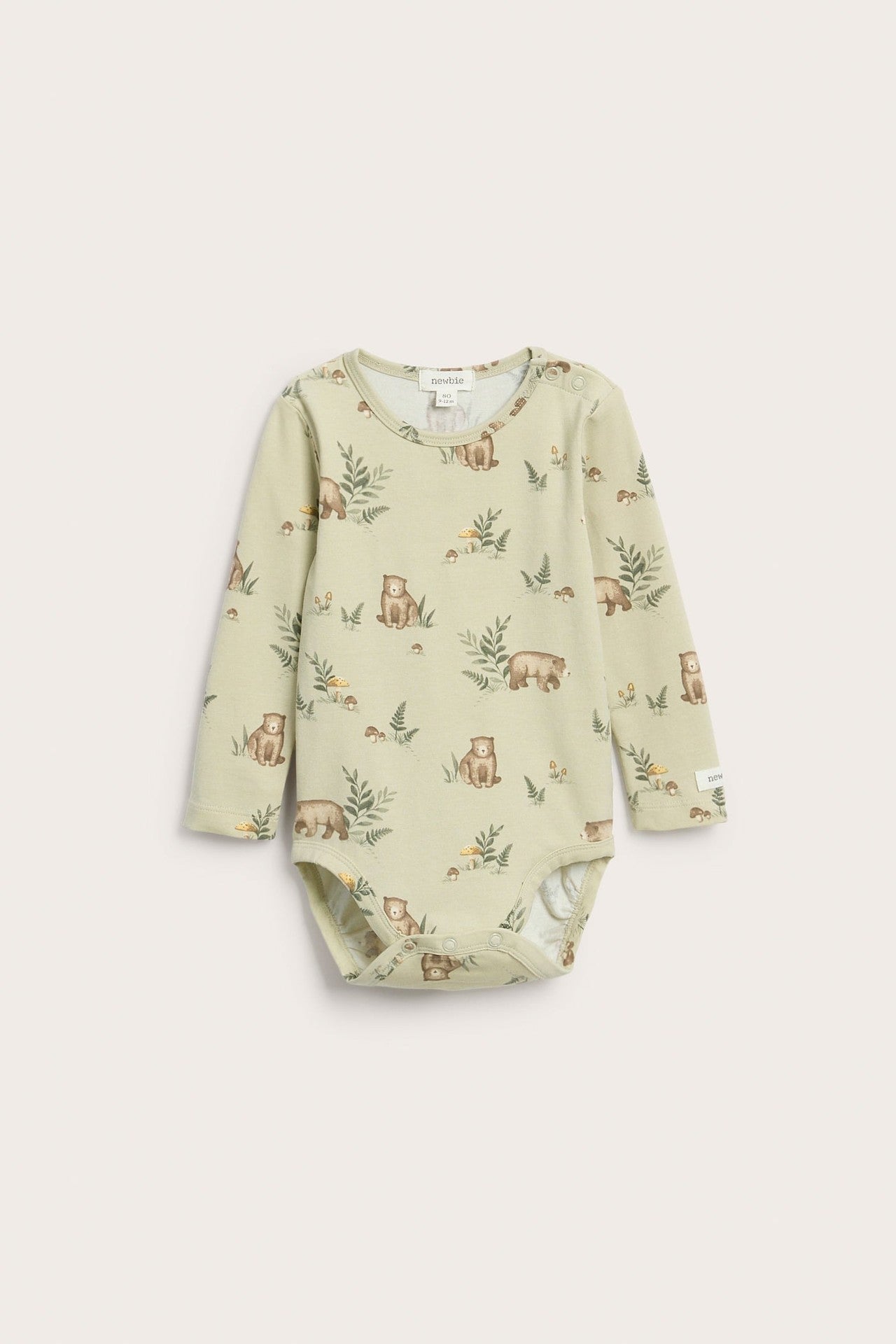 Baby green bodysuit with bear print