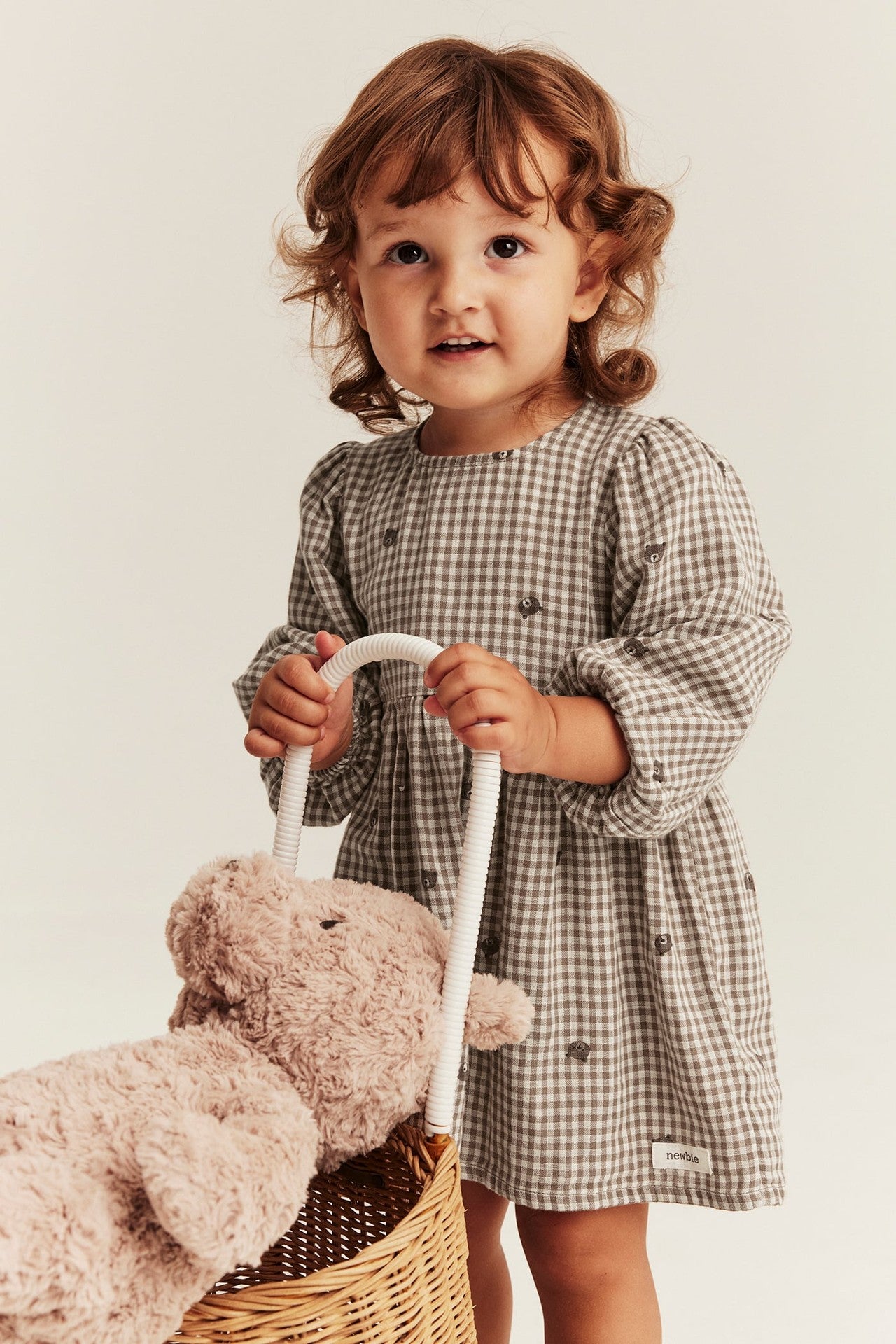 Baby checked dress with teddy bears