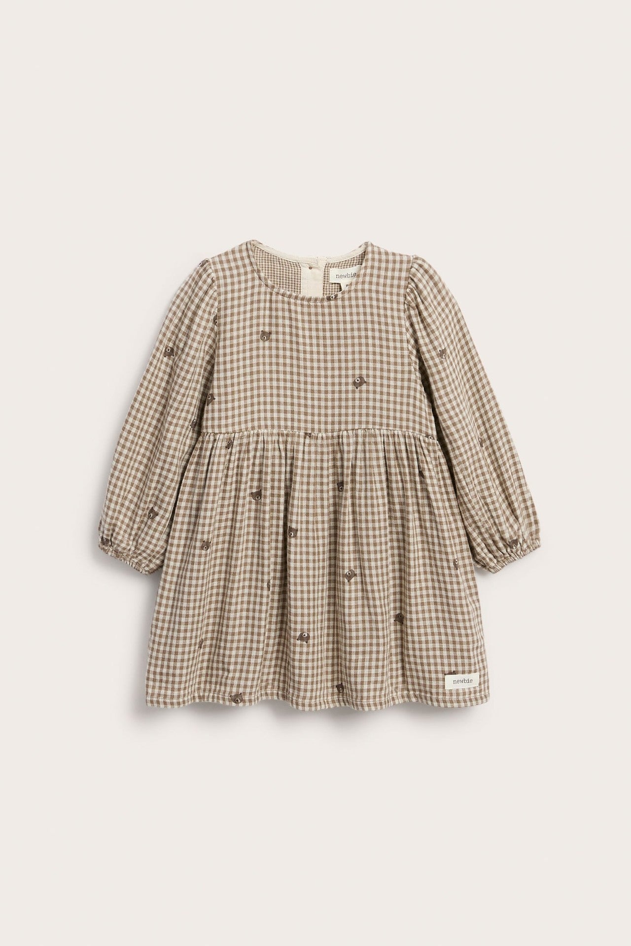 Baby checked dress with teddy bears