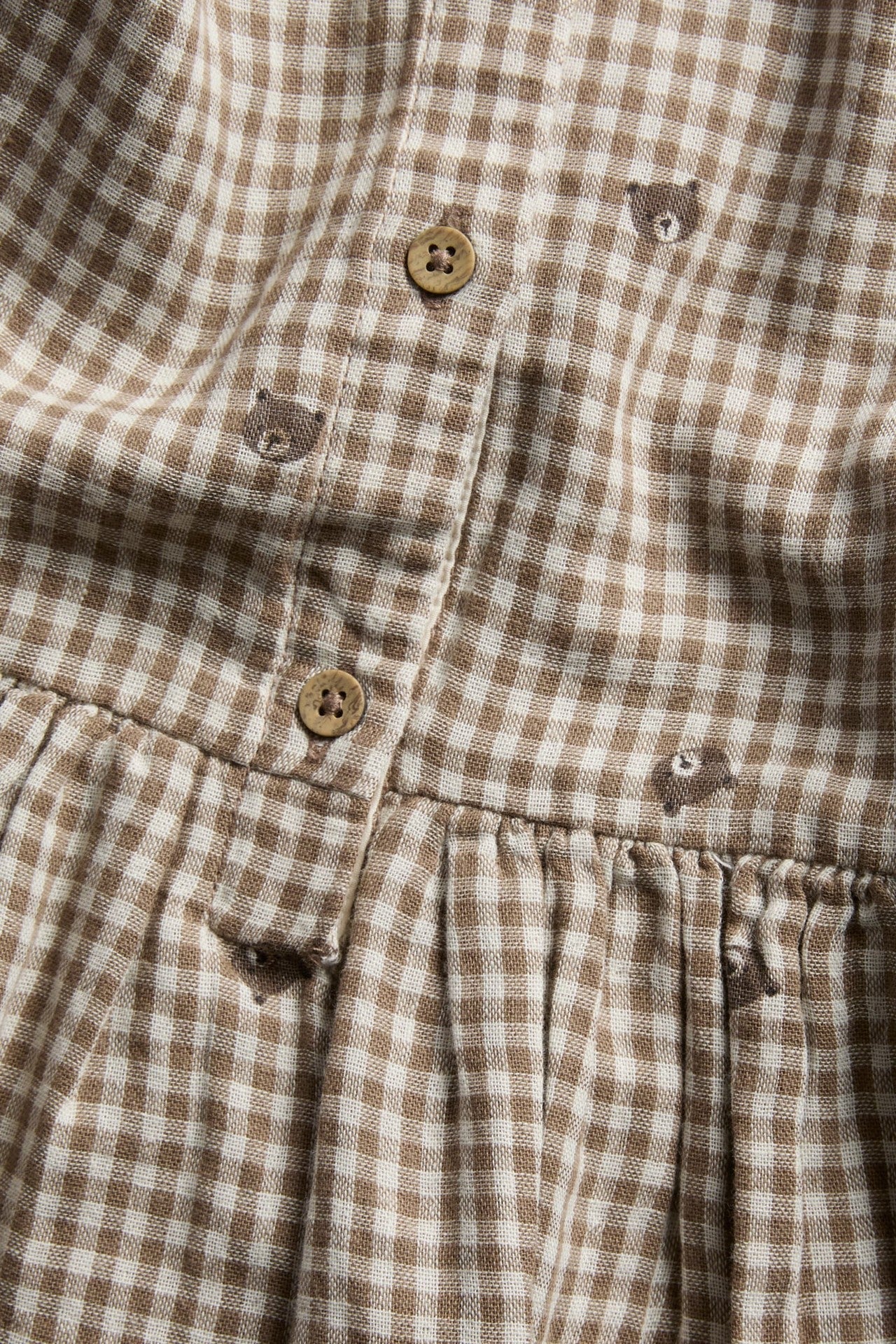 Kids checked dress with teddy bears