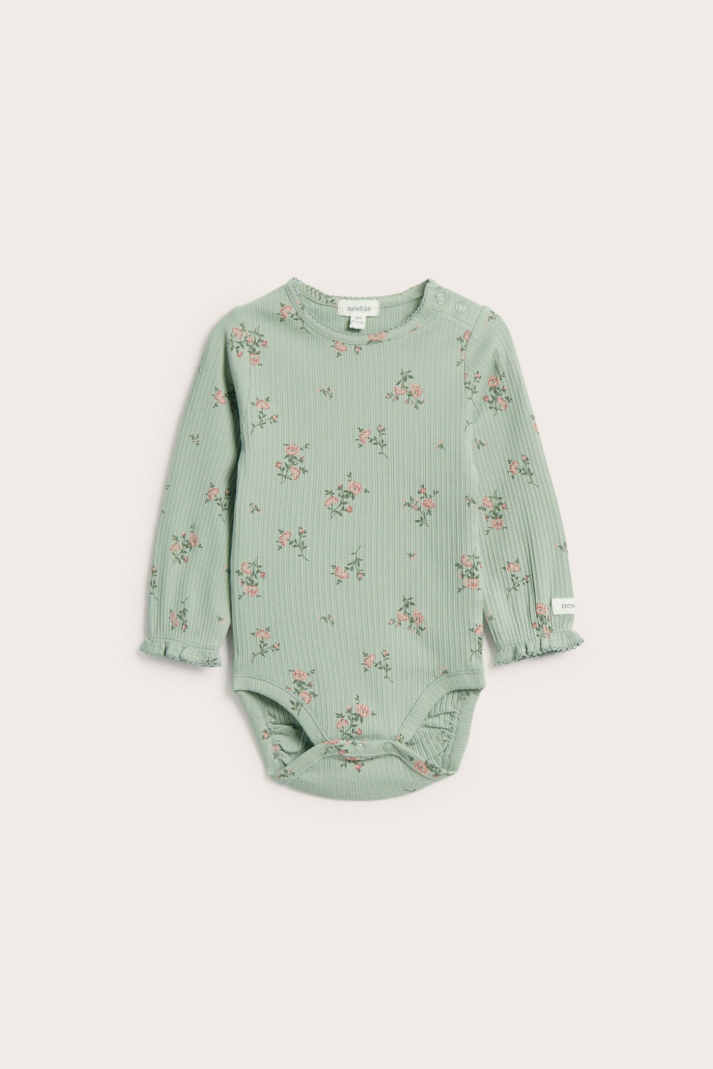 Baby green floral ribbed bodysuit