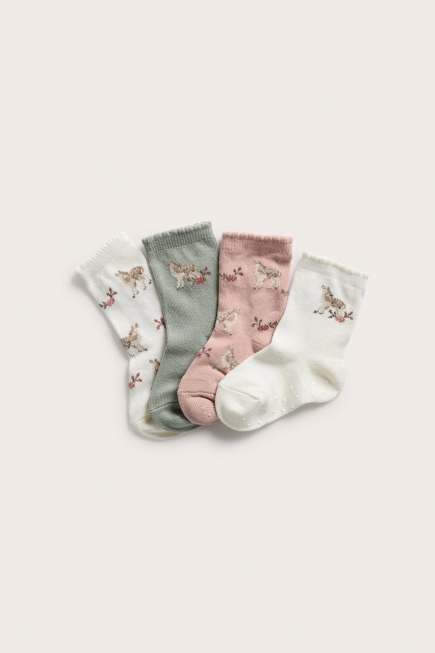 Baby deer & floral socks (4-pack)