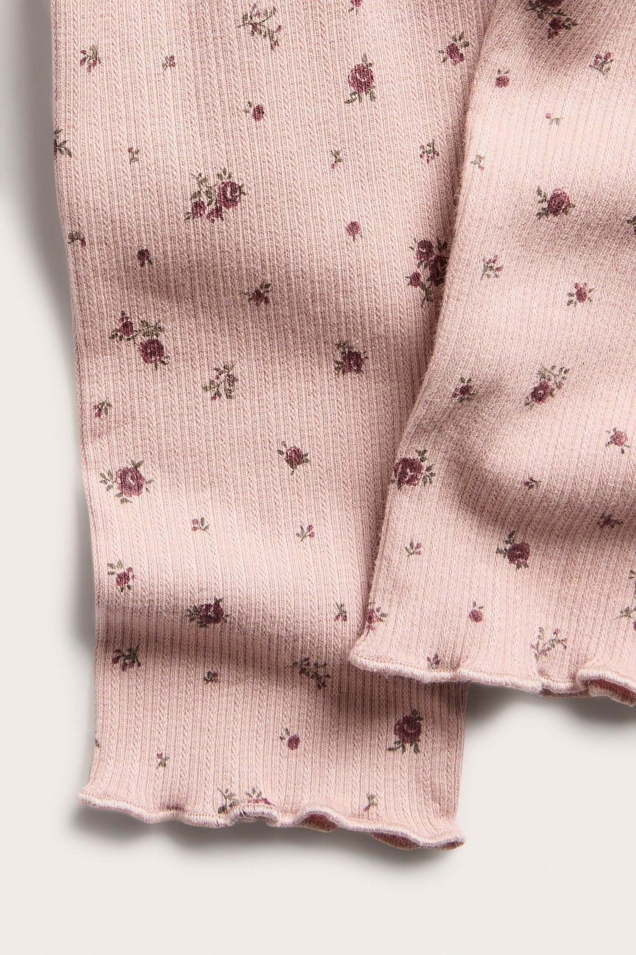 Baby pink floral ribbed leggings