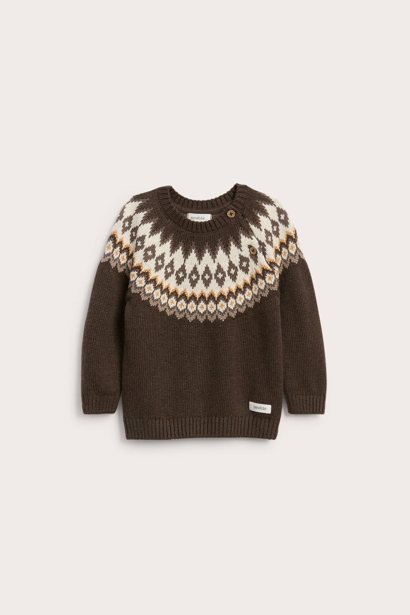 Baby brown jacquard knit jumper