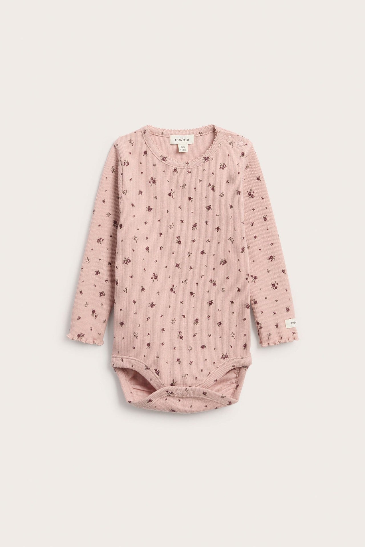 Baby pink floral ribbed bodysuit