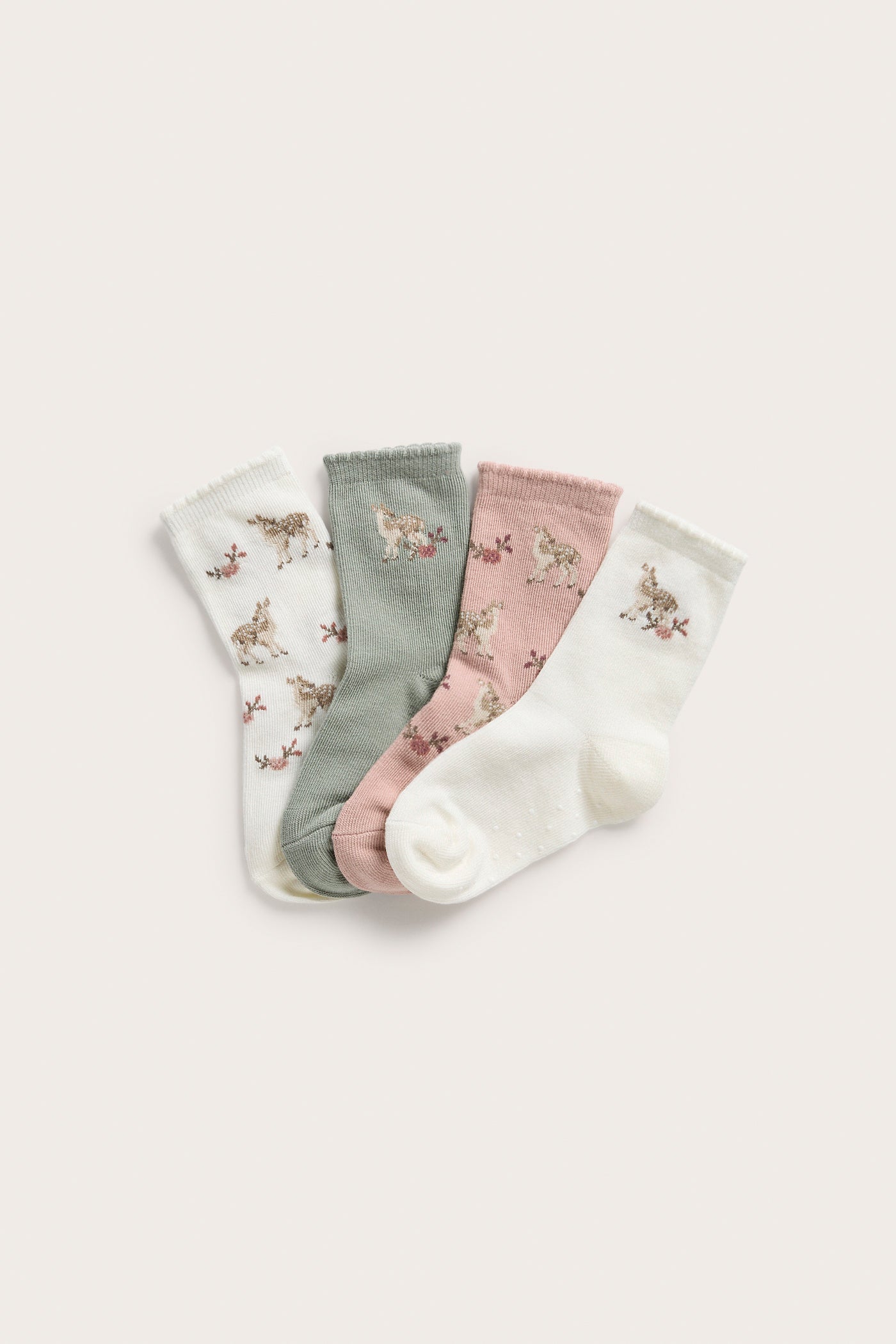 Kids deer & floral socks (4-pack)