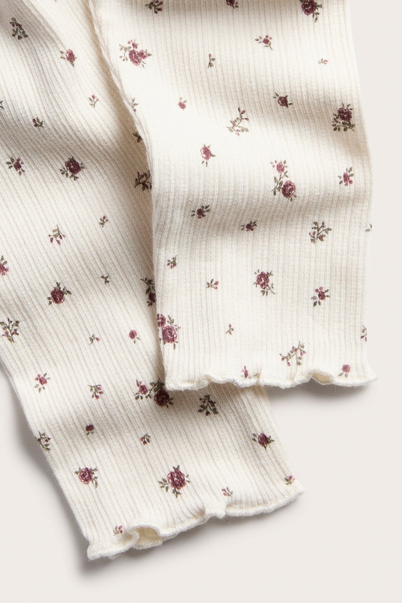 Baby white floral ribbed leggings