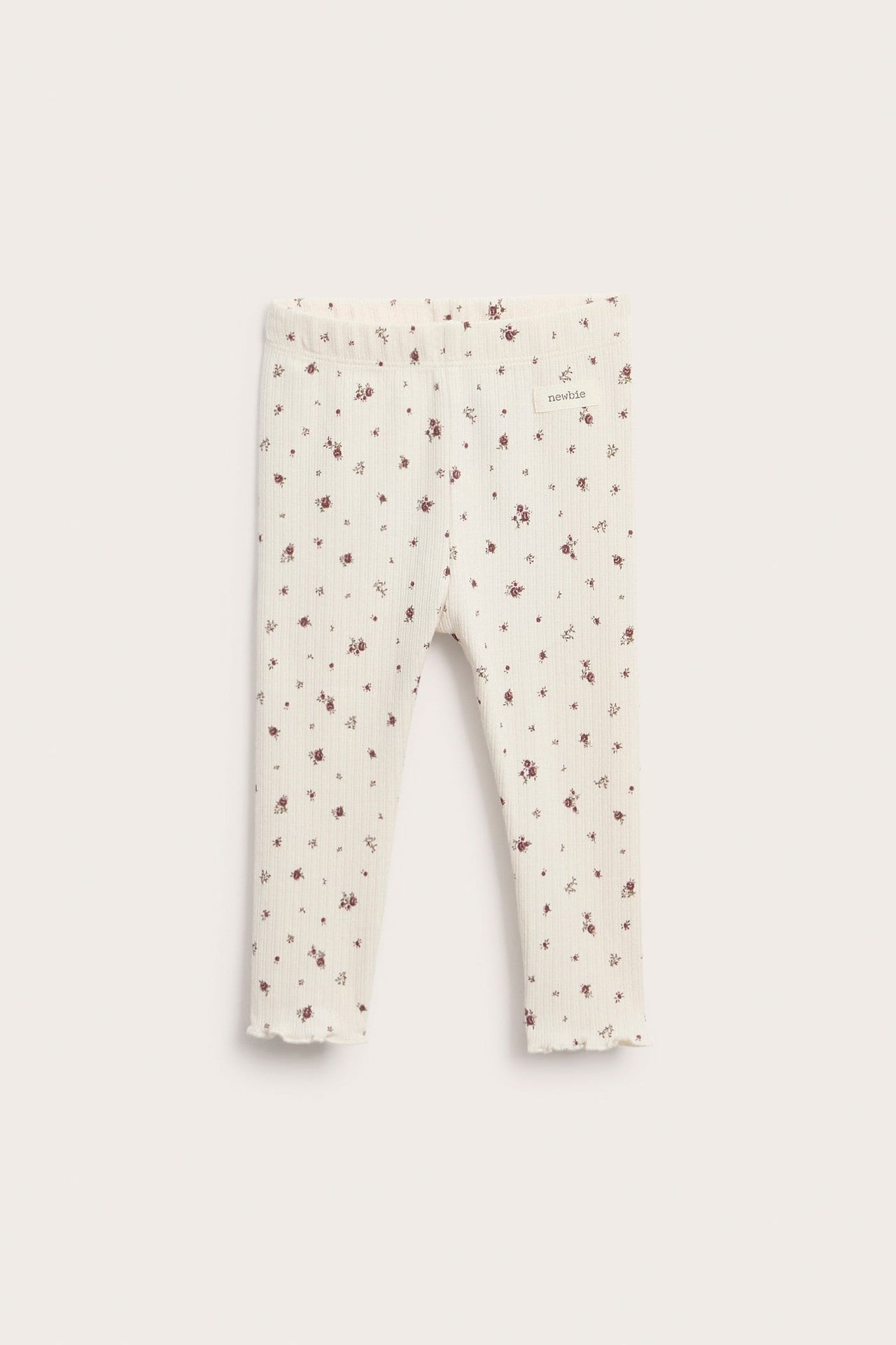 Baby white floral ribbed leggings