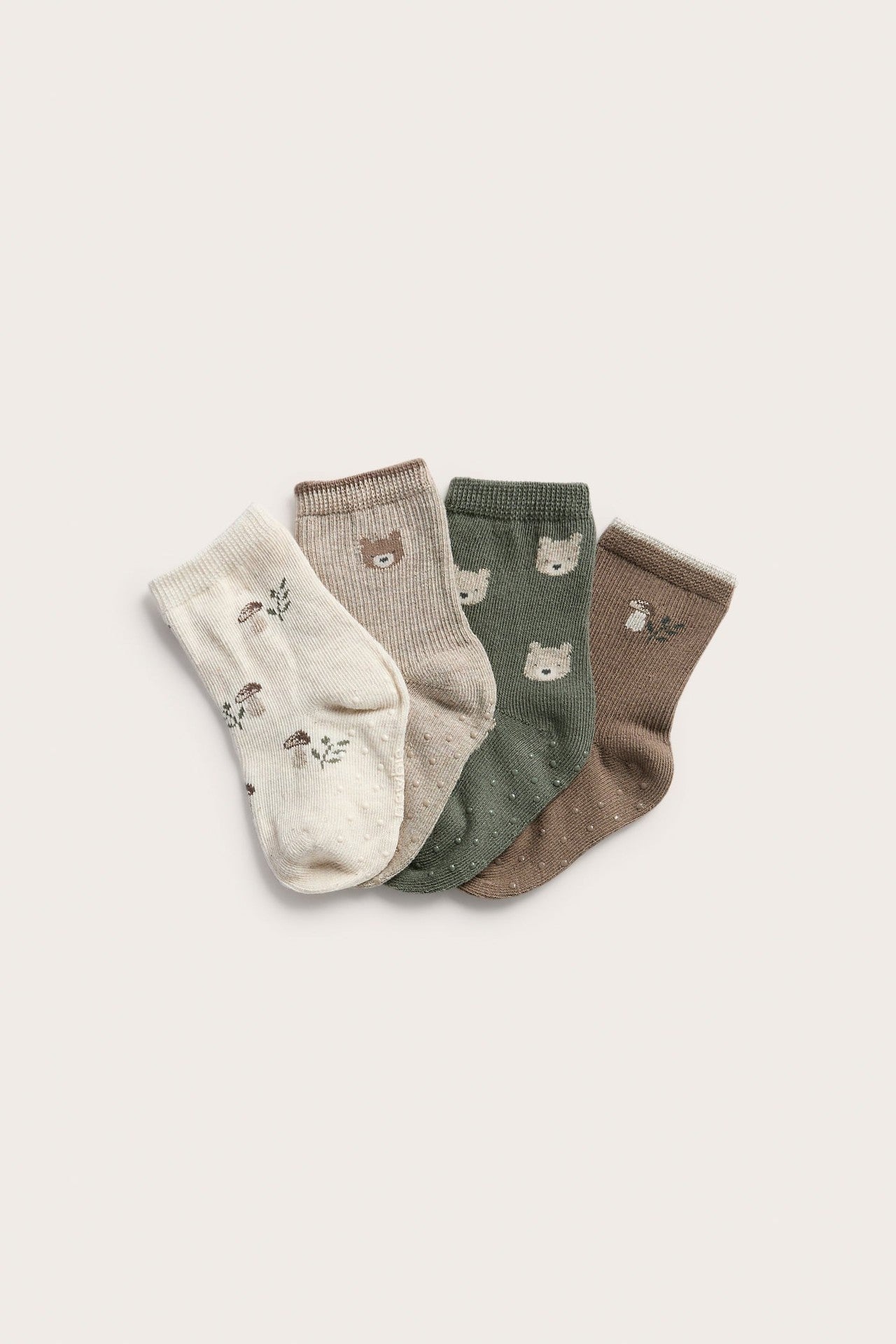 Baby 4-pack teddy bear print socks